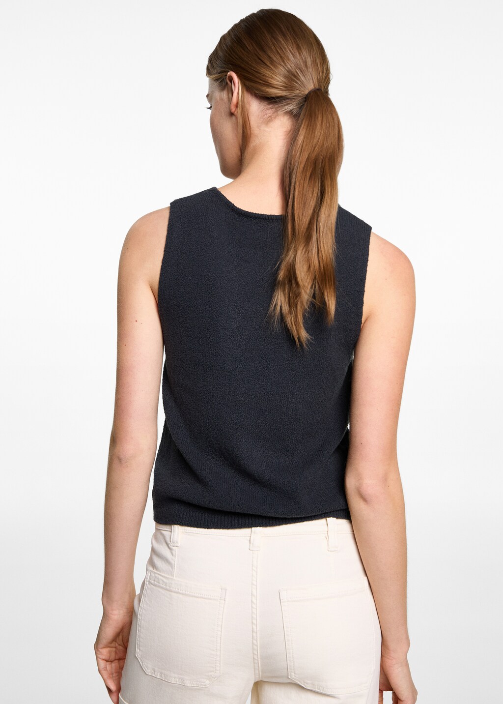 Knitted cropped top - Dark Navy