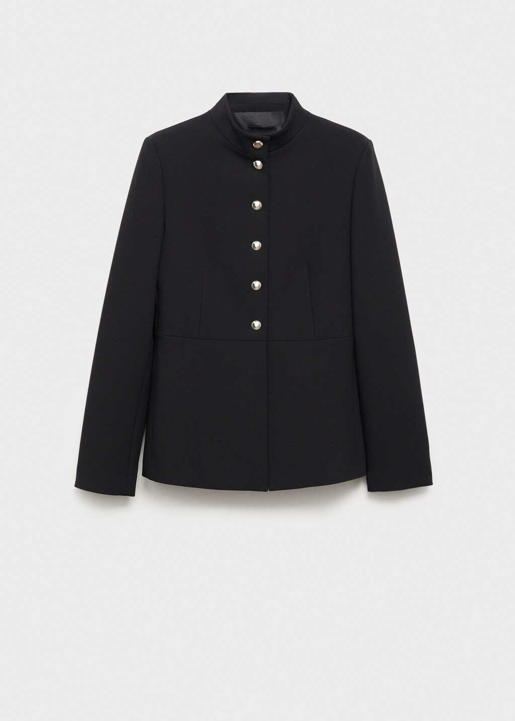 Jacket with jewel-button strip collar - Black