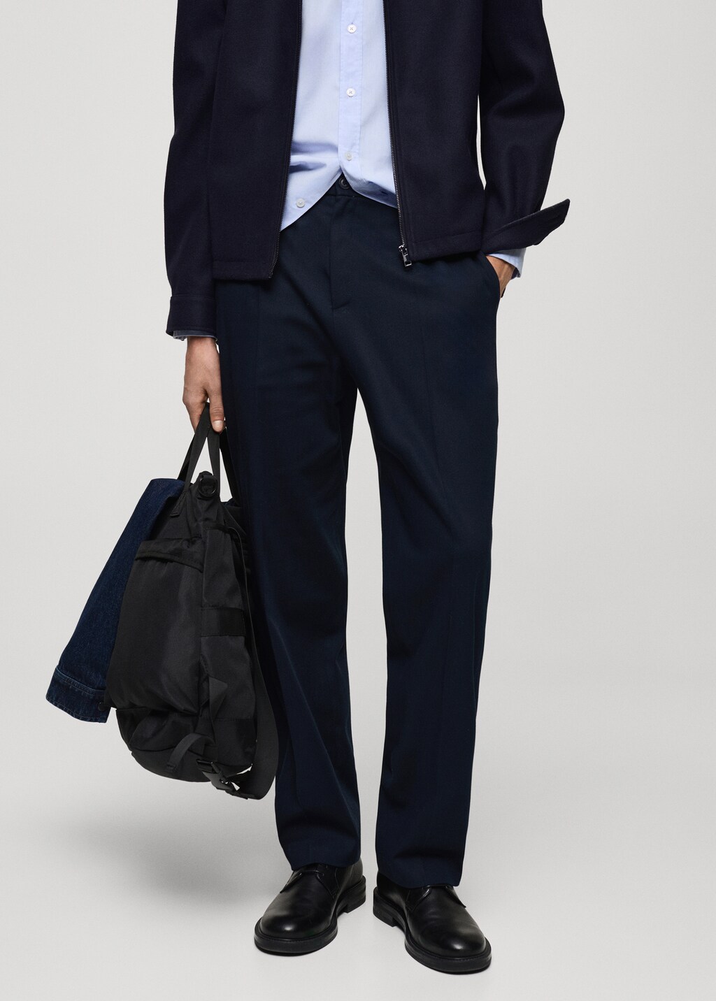 Straight-fit pleated trousers - Grey