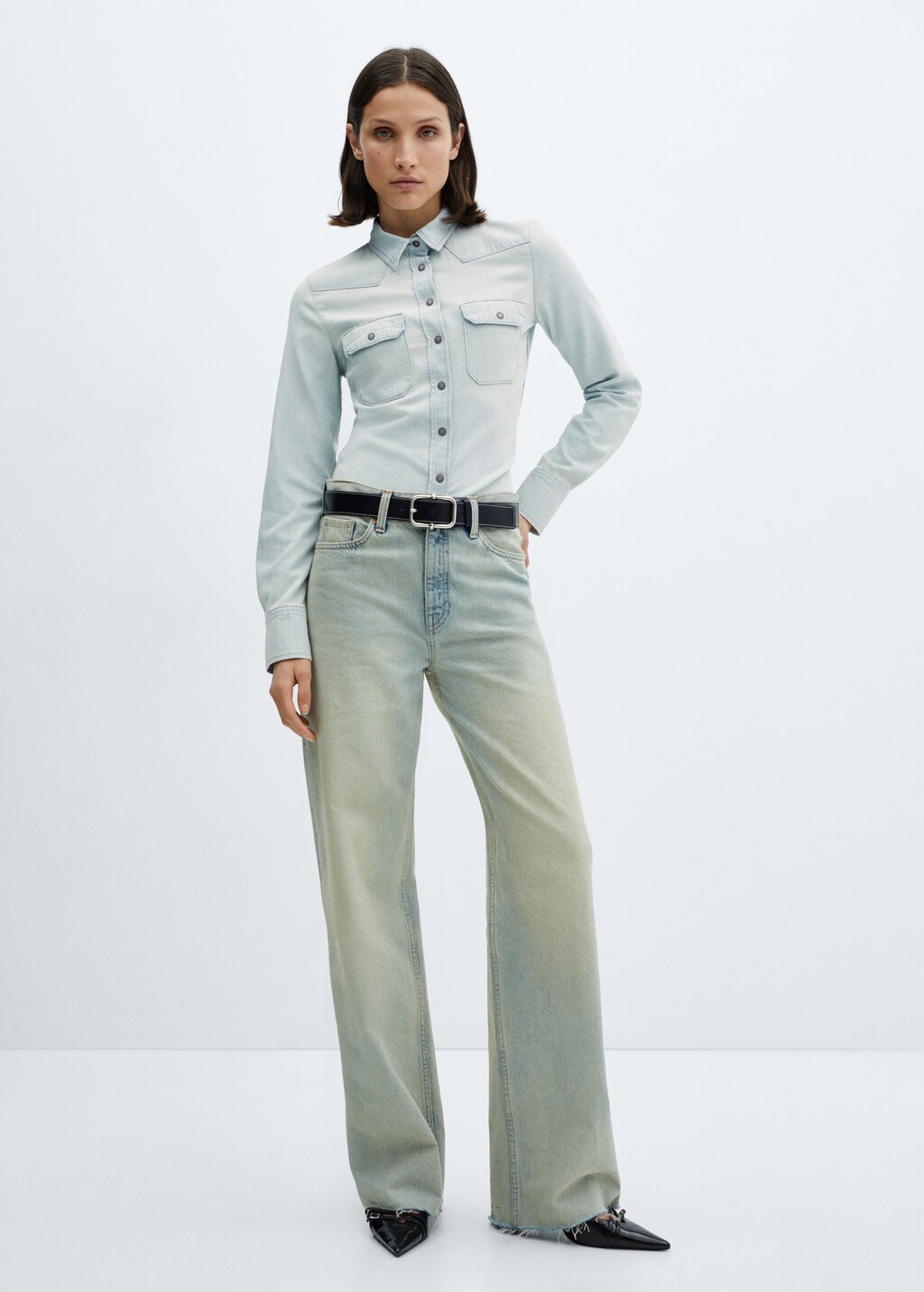 Chest-pocket denim shirt - Medium Blue