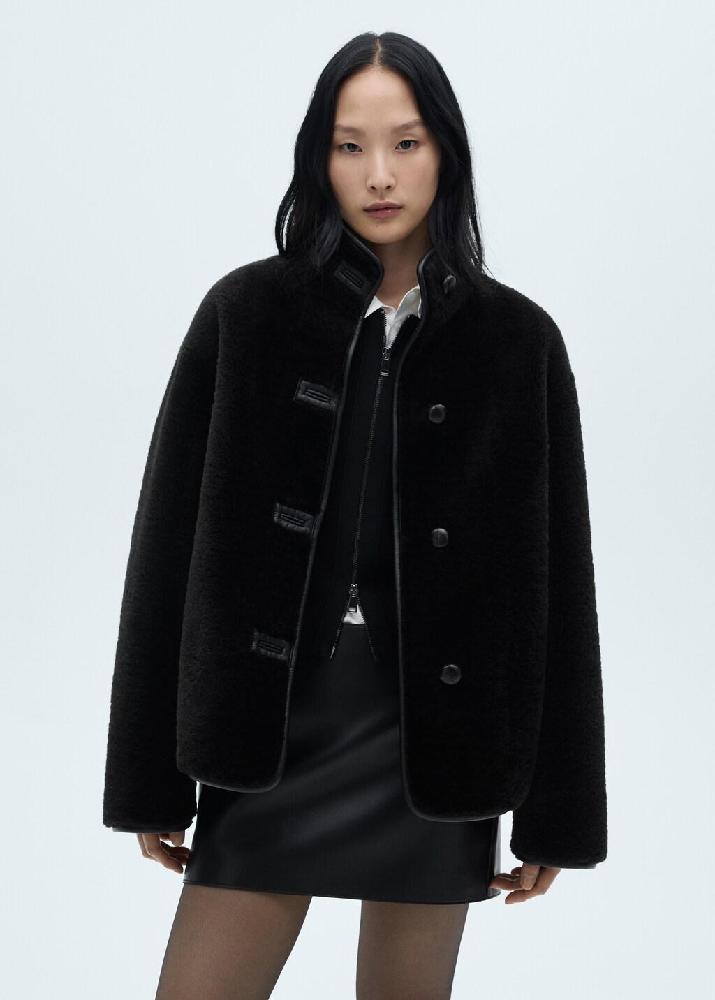 Short fur effect coat - Ecru