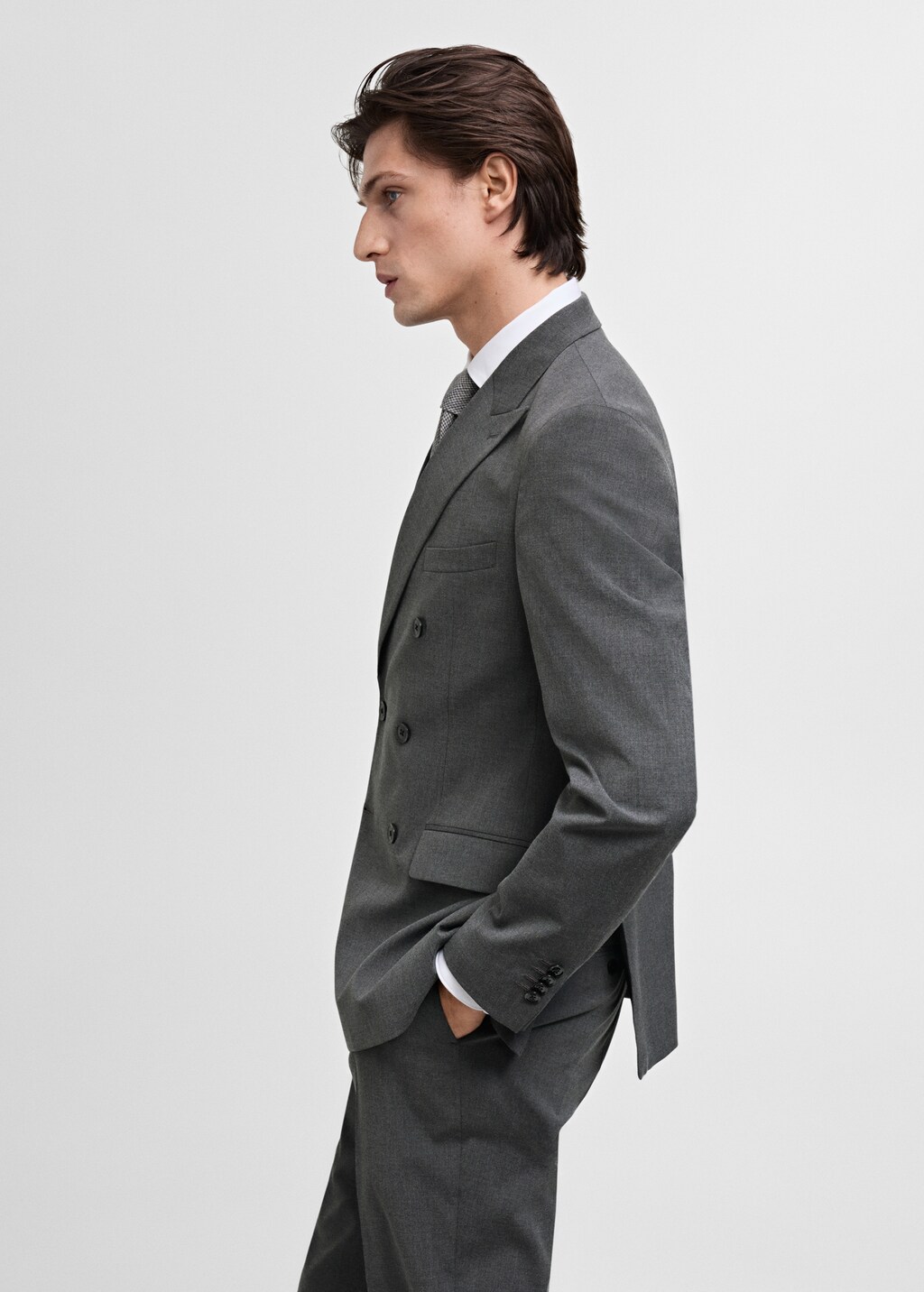 Monaco double-breasted slim-fit suit jacket - Beige