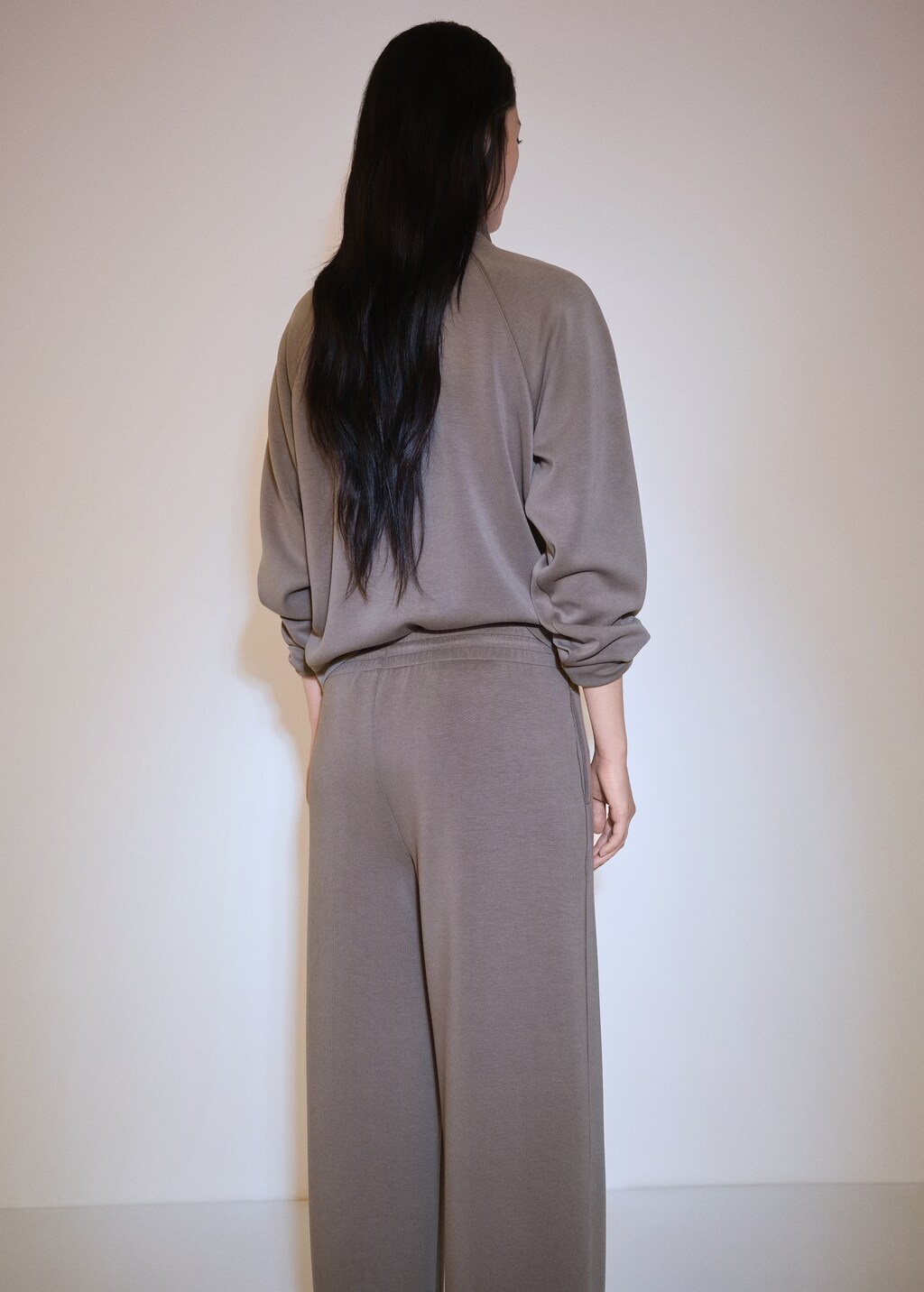 Turtleneck sweatshirt with zip - Medium Brown