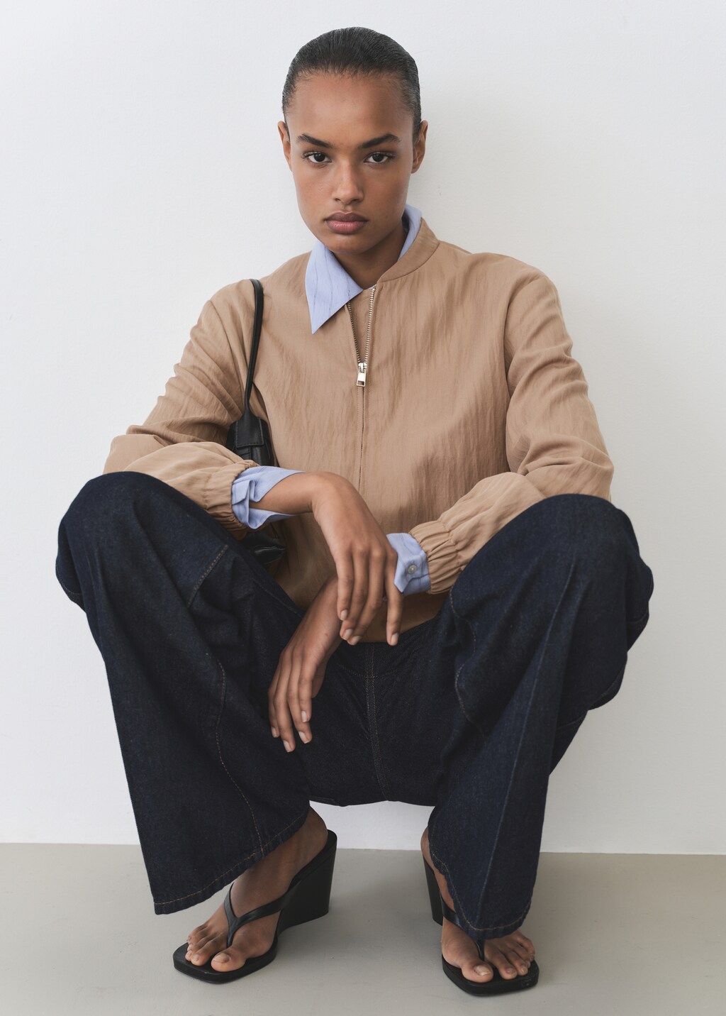 Lyocell bomber jacket - Medium Brown