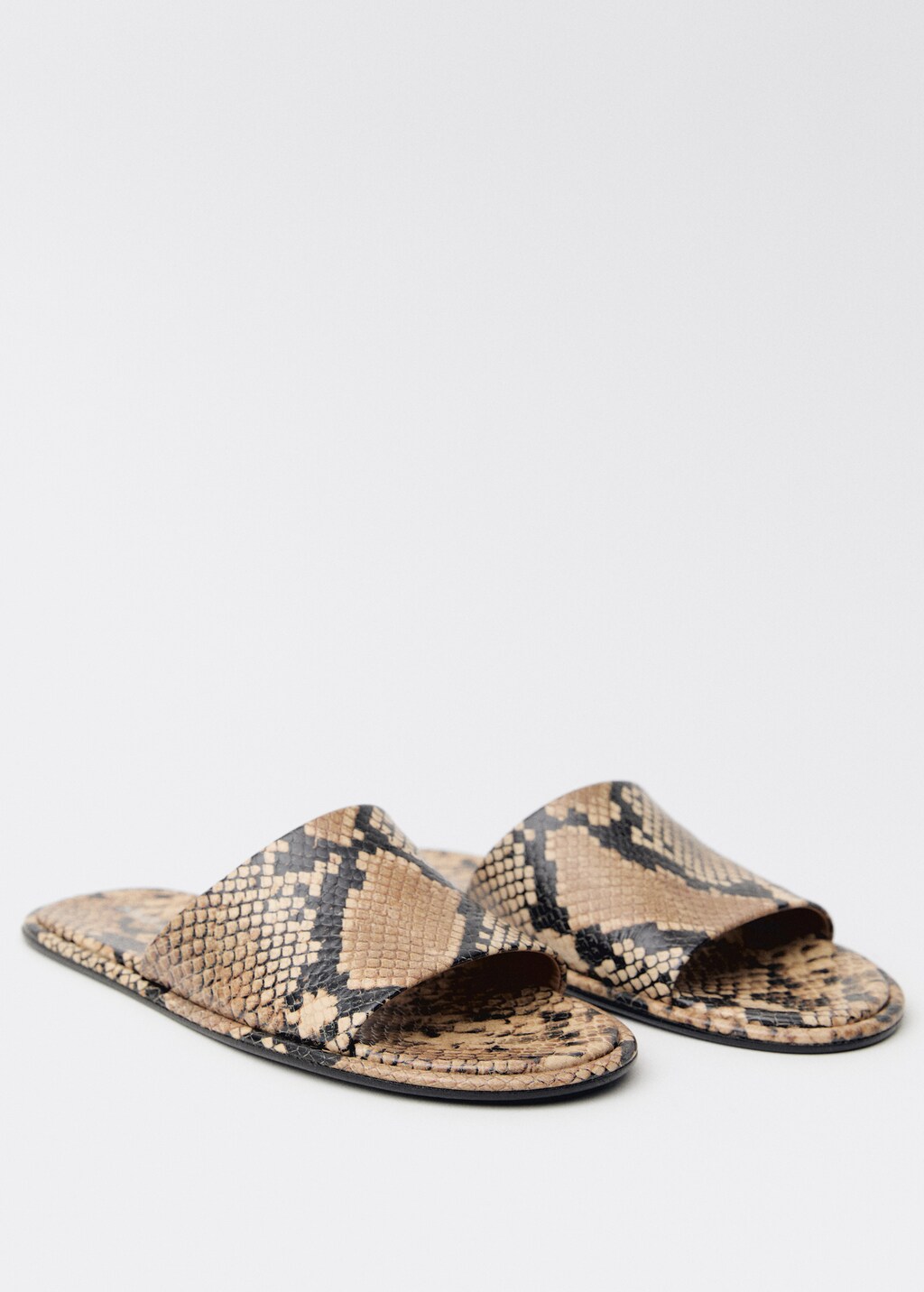 Animal-print leather sandals - Beige