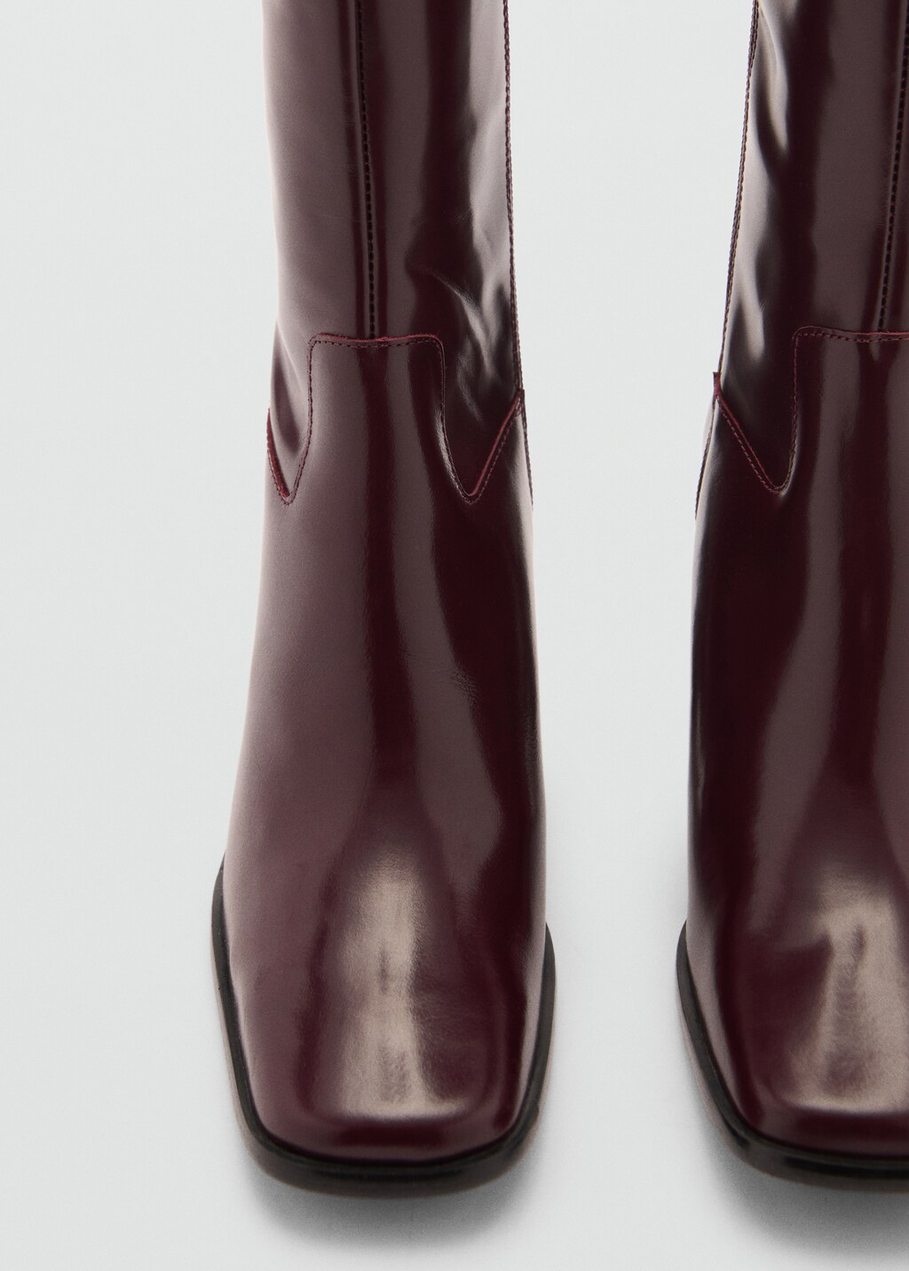 Leather boots with zip - Burgundy