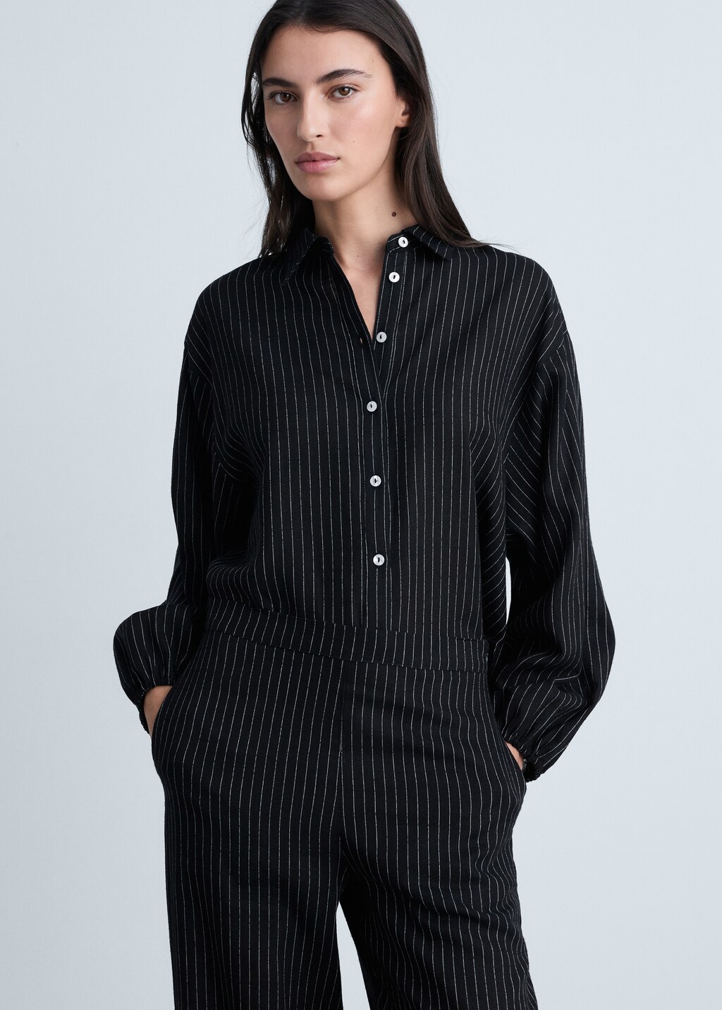 Straight striped trousers - Black