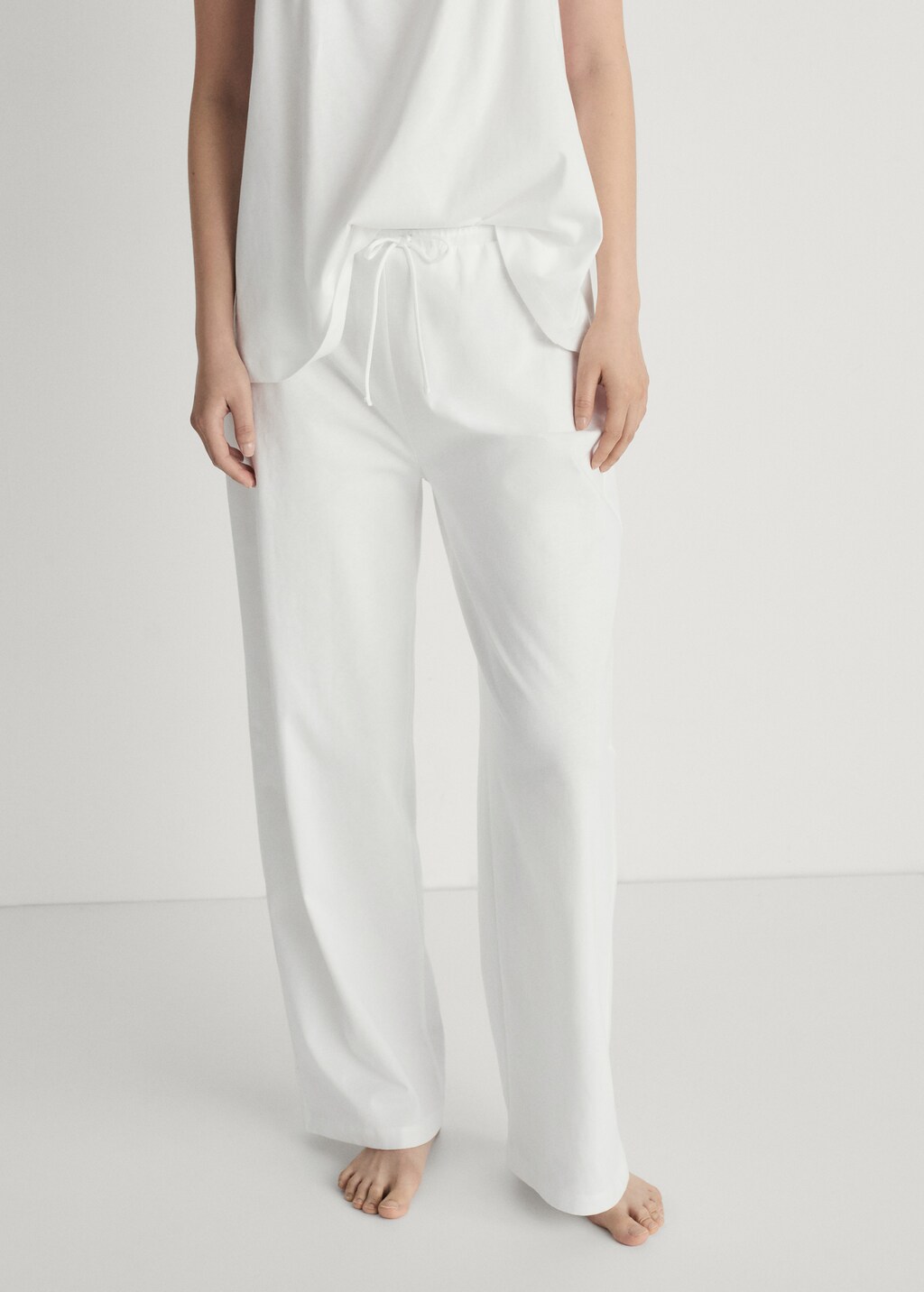 Long cotton trousers - White