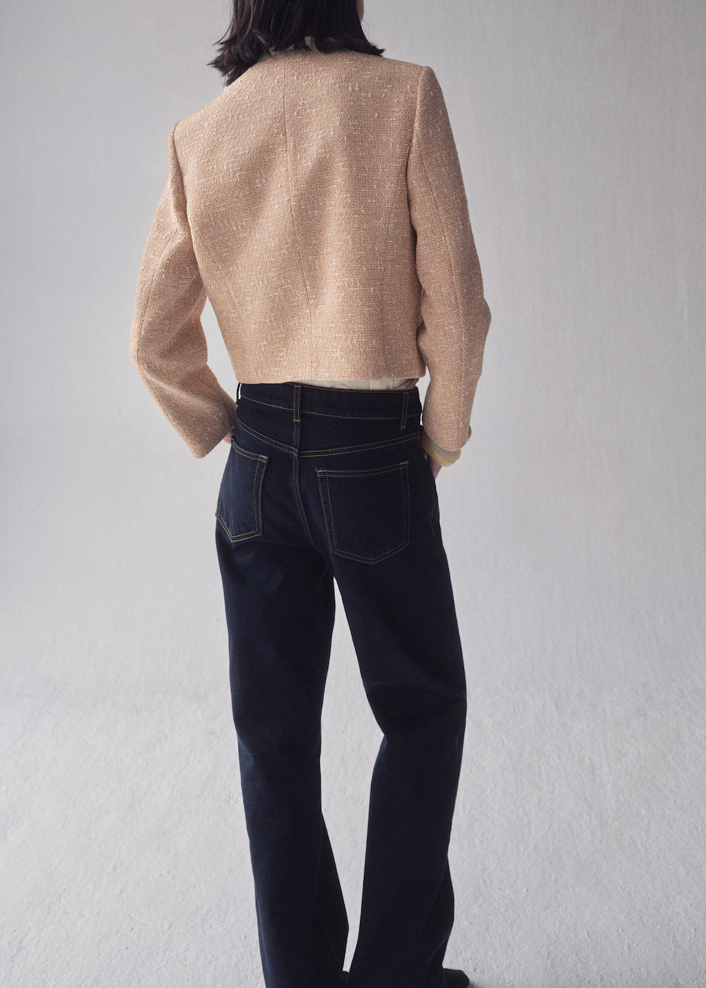 Double-breasted tweed jacket - Medium Brown