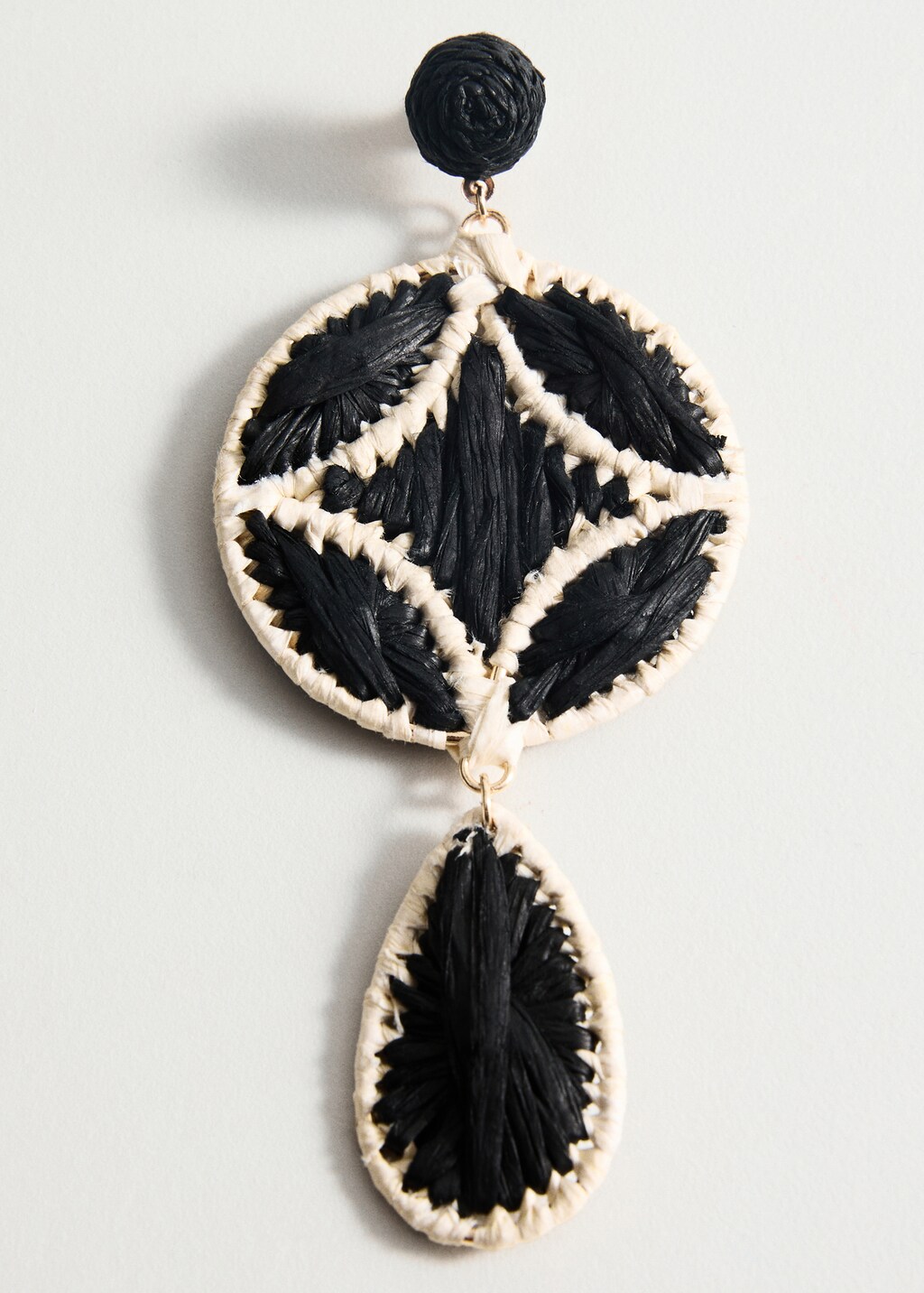 Natural fibre hanging earrings - Black