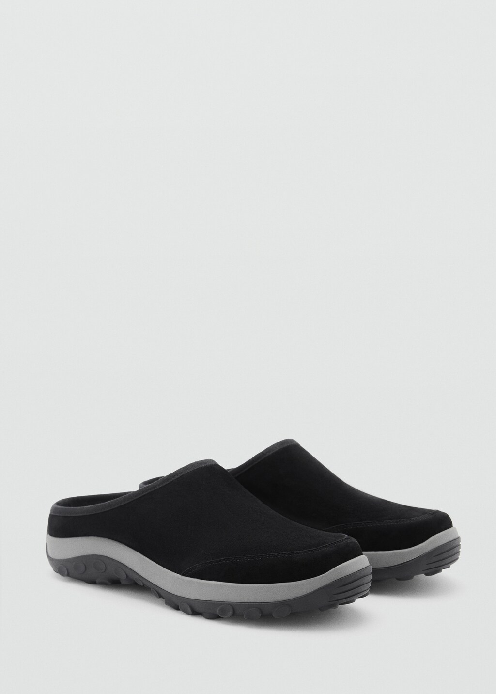 Leather clogs with track sole - Black
