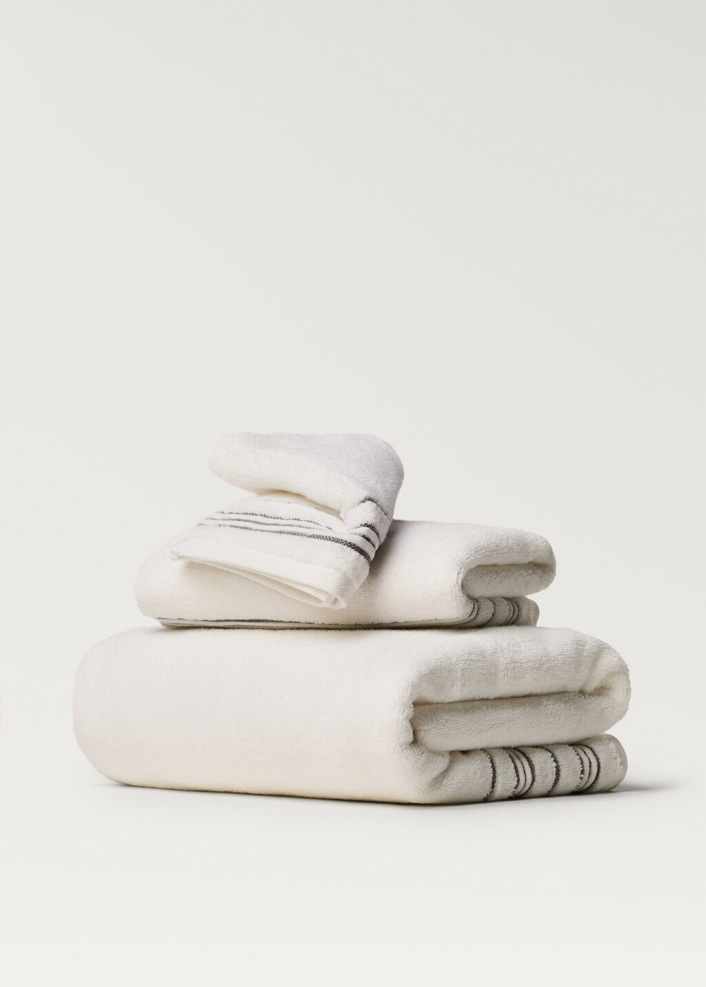 Washbasin towel with striped trim - White