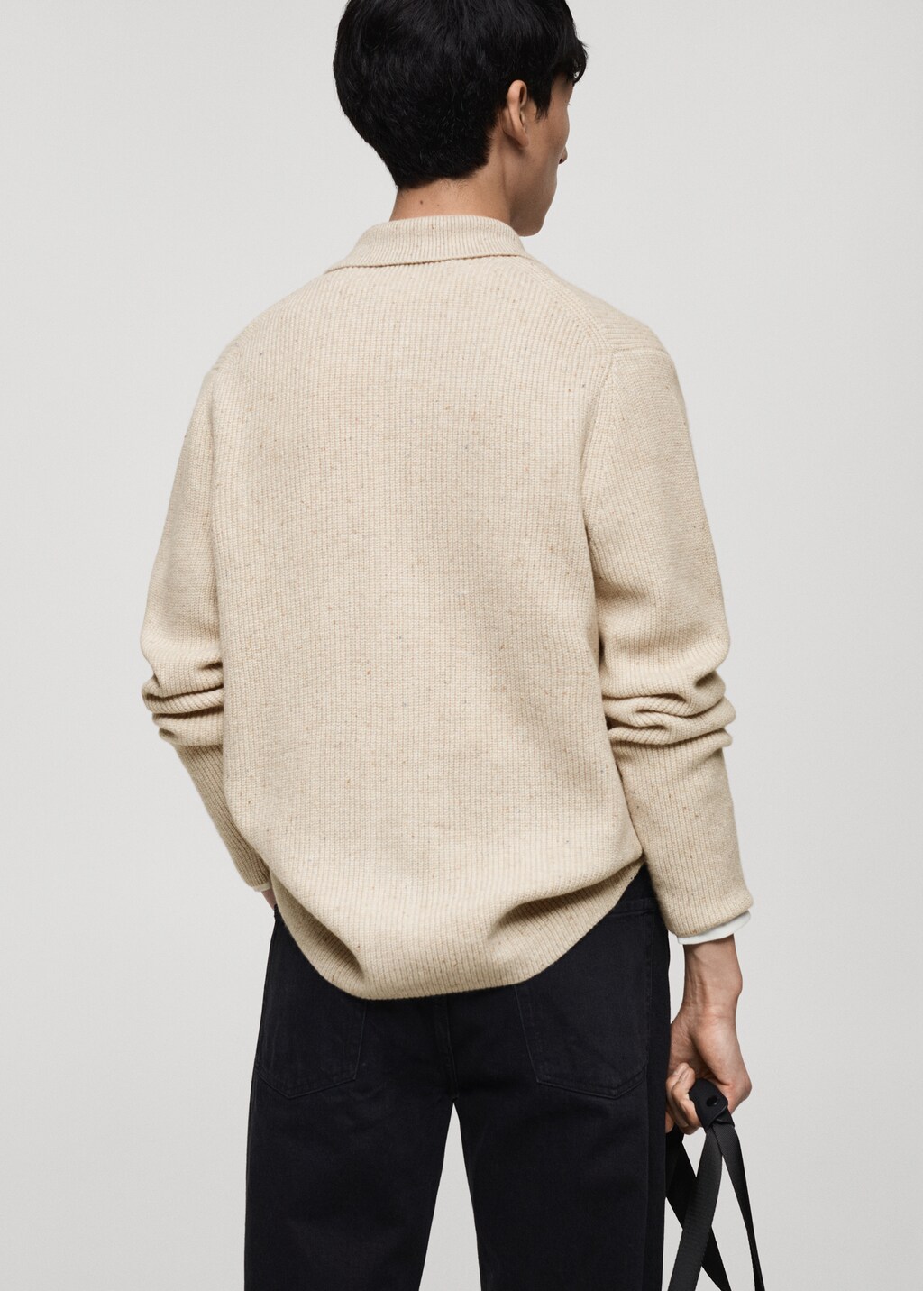 Ribbed knit cardigan - Light/Pastel Grey