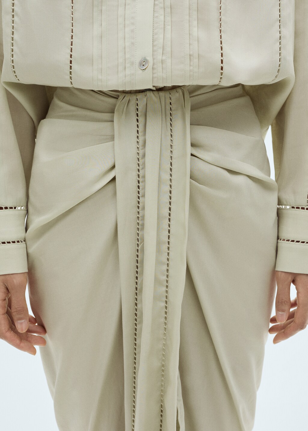 Draped midi skirt - Aqua Green