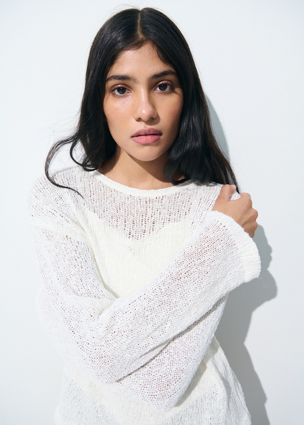 Textured knit sweater - Off White