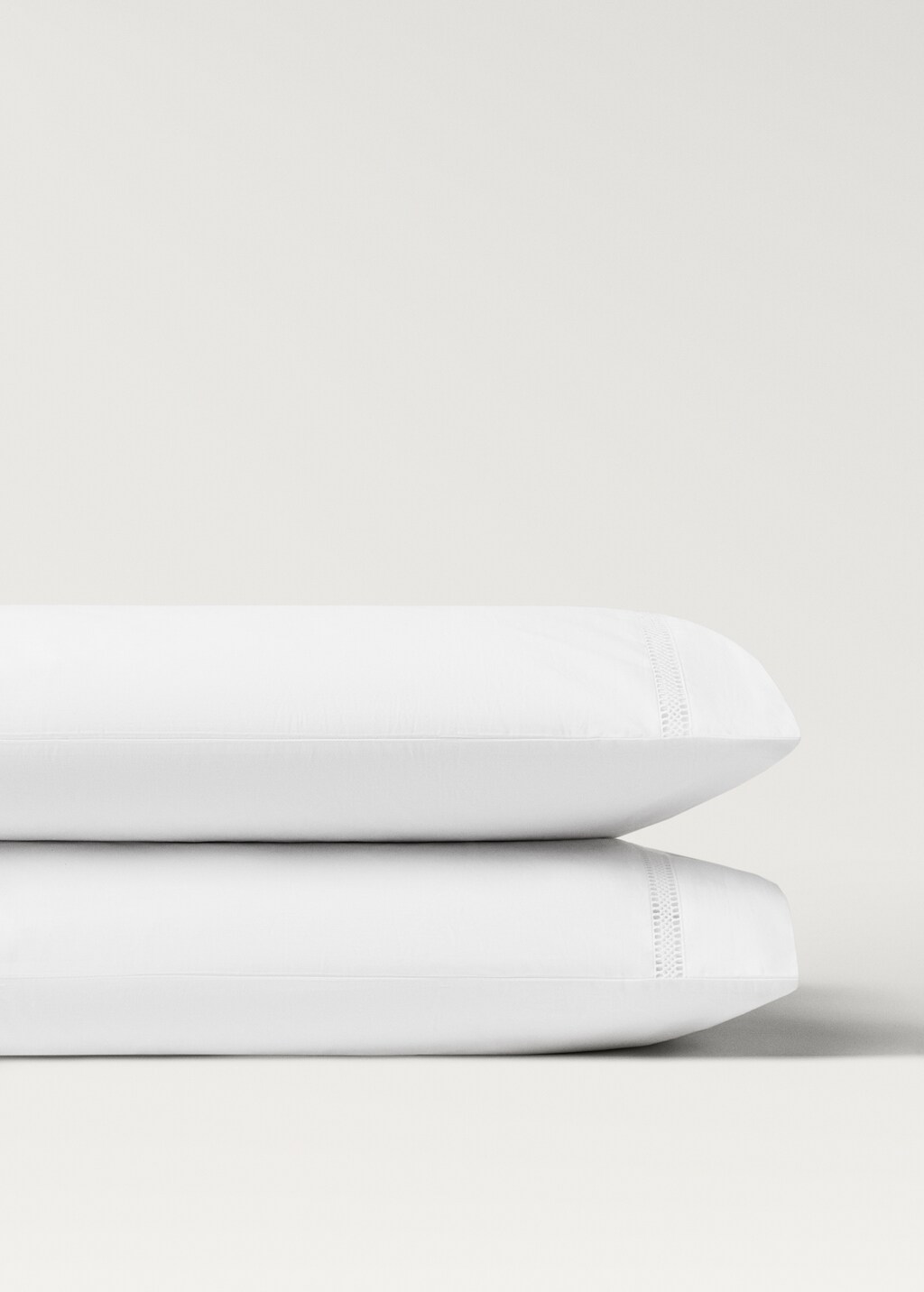 Cotton percale pillowcase with lace insert 50x75 cm - White