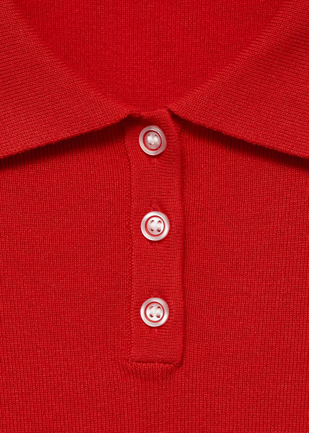 Cropped knitted polo shirt - Red