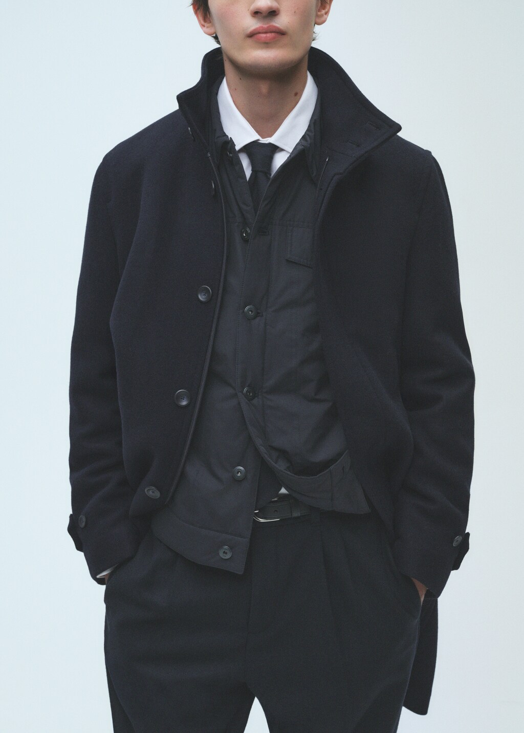 Quilted wool inner coat - Charcoal