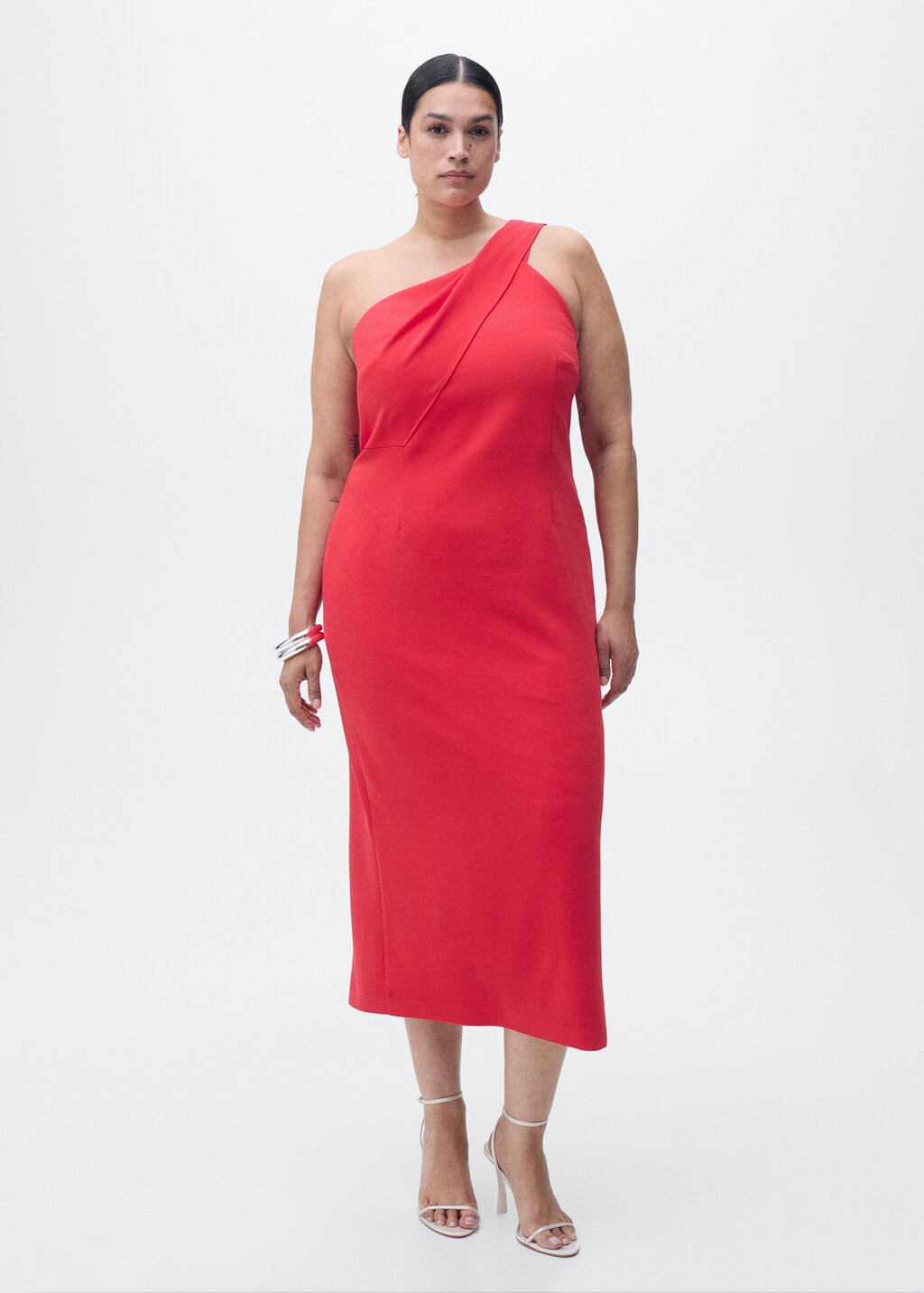 Asymmetrical bow-neck dress - Blue