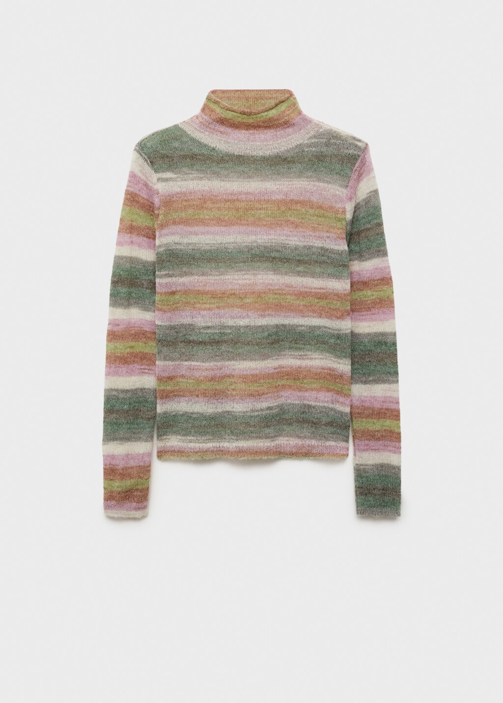 Stand-collar striped sweater - Pink