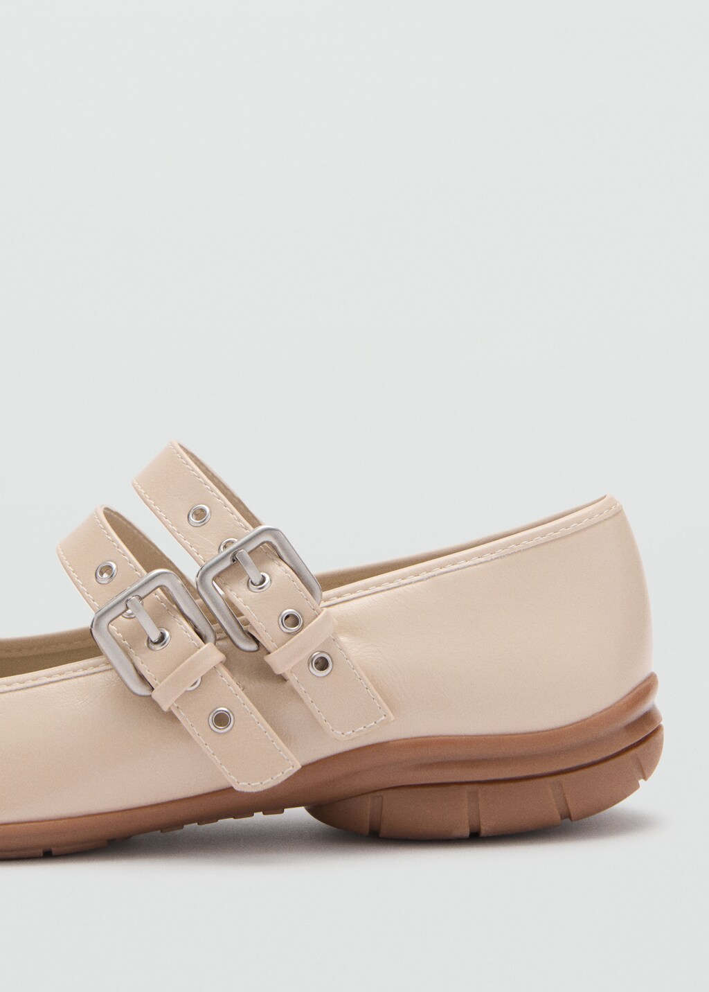 Ballerina shoes with double buckle - Beige