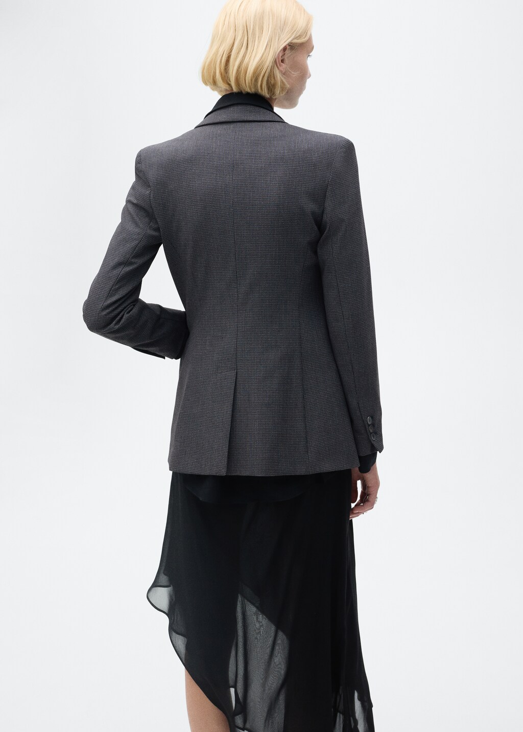 Straight-fit micro-houndstooth jacket - Dark Navy