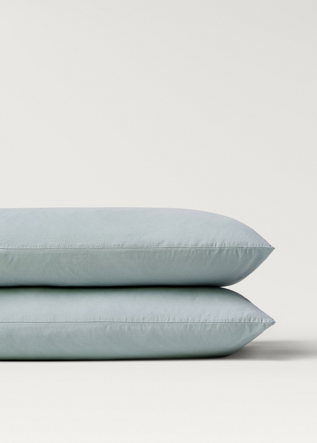 Washed cotton pillowcase with ties, 50x75 cm - Light Pink