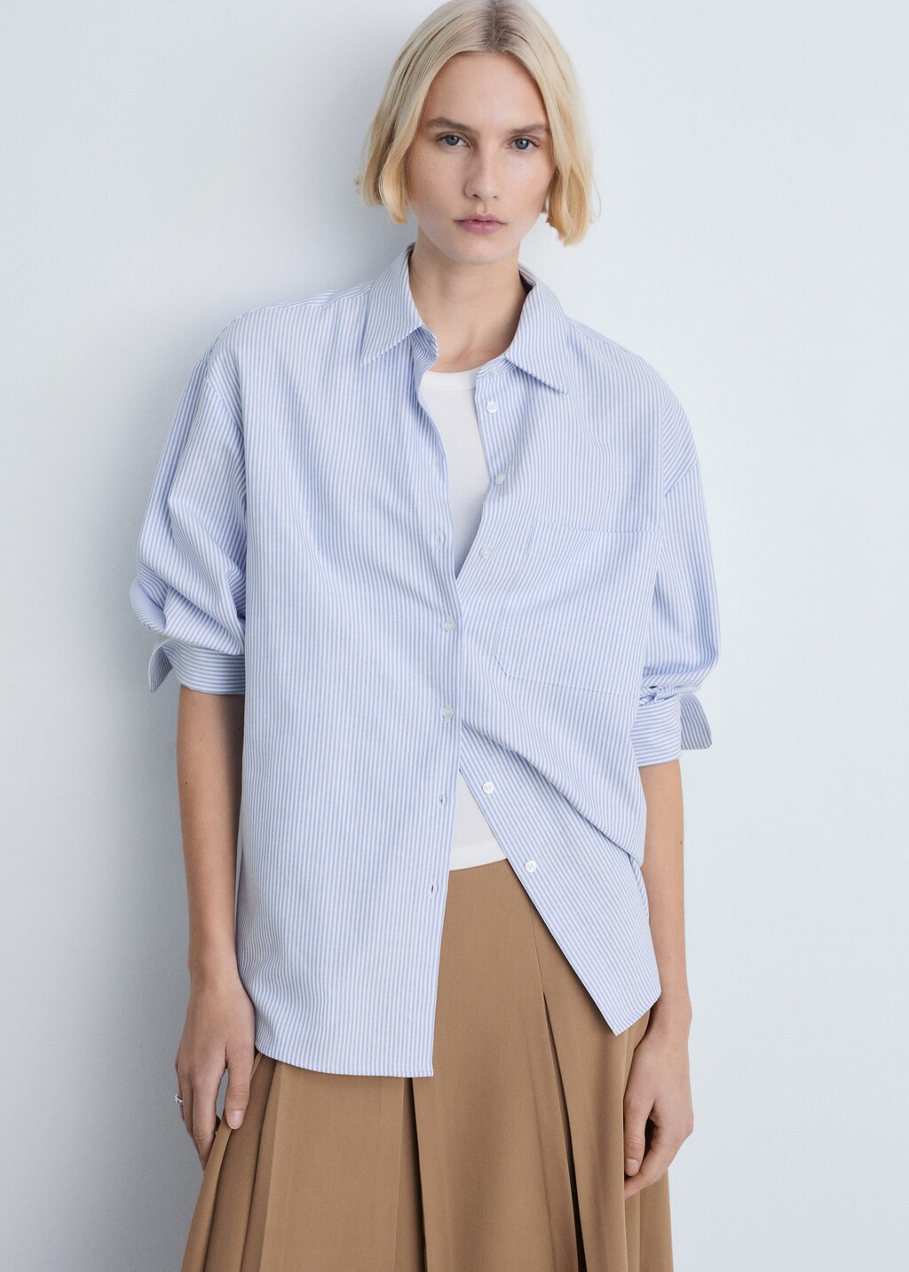 Striped cotton shirt - Sky Blue
