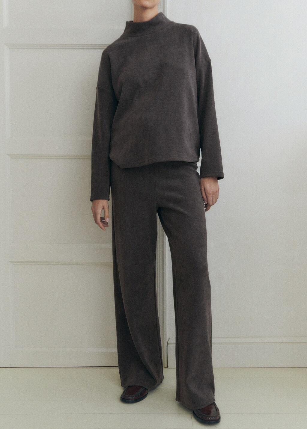 Corduroy trousers with elastic waist - Dark Heather Grey