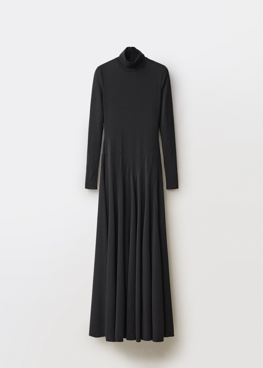 Turtleneck flared knitted dress - Black