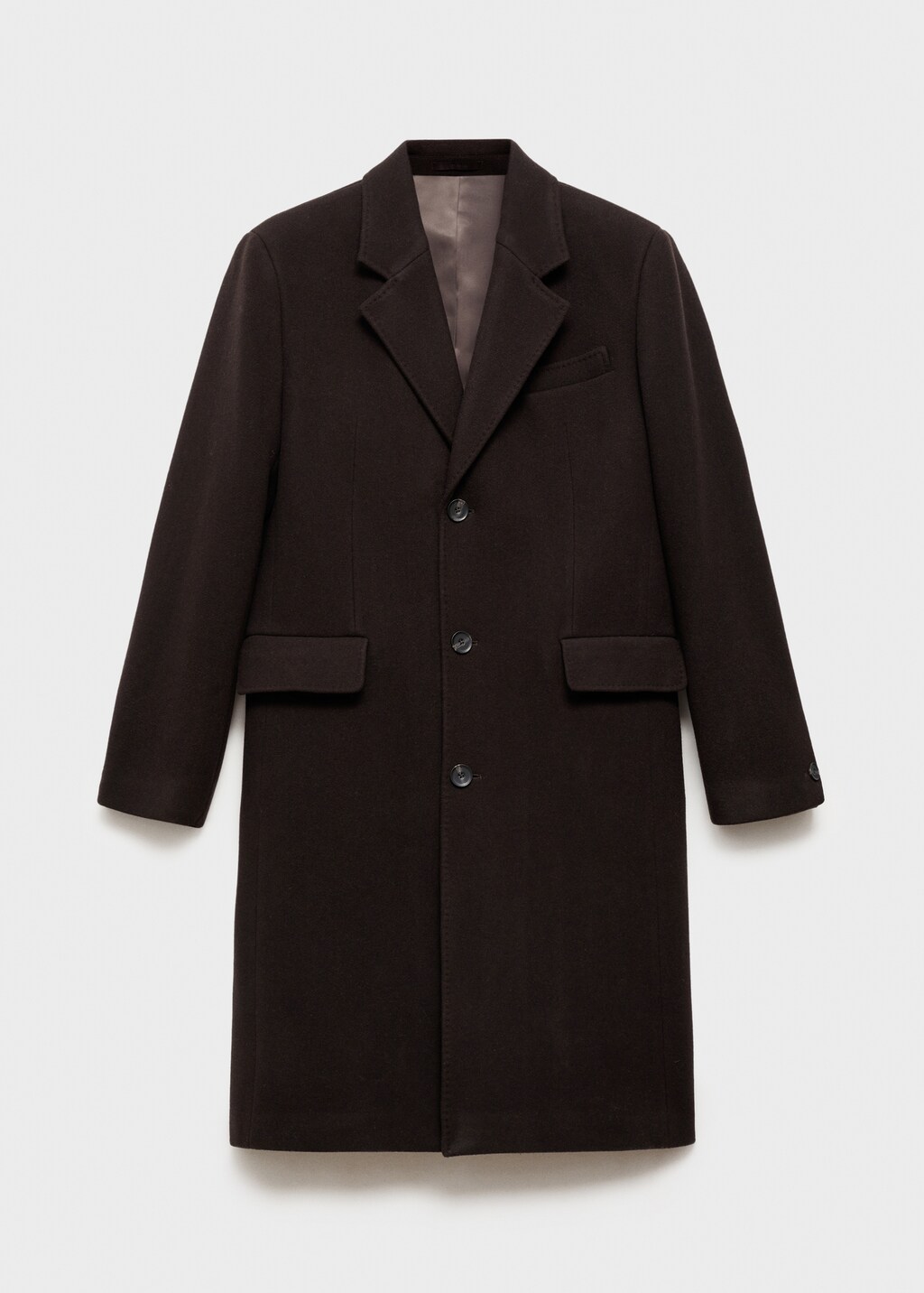 Relaxed-fit long wool coat - Chocolate