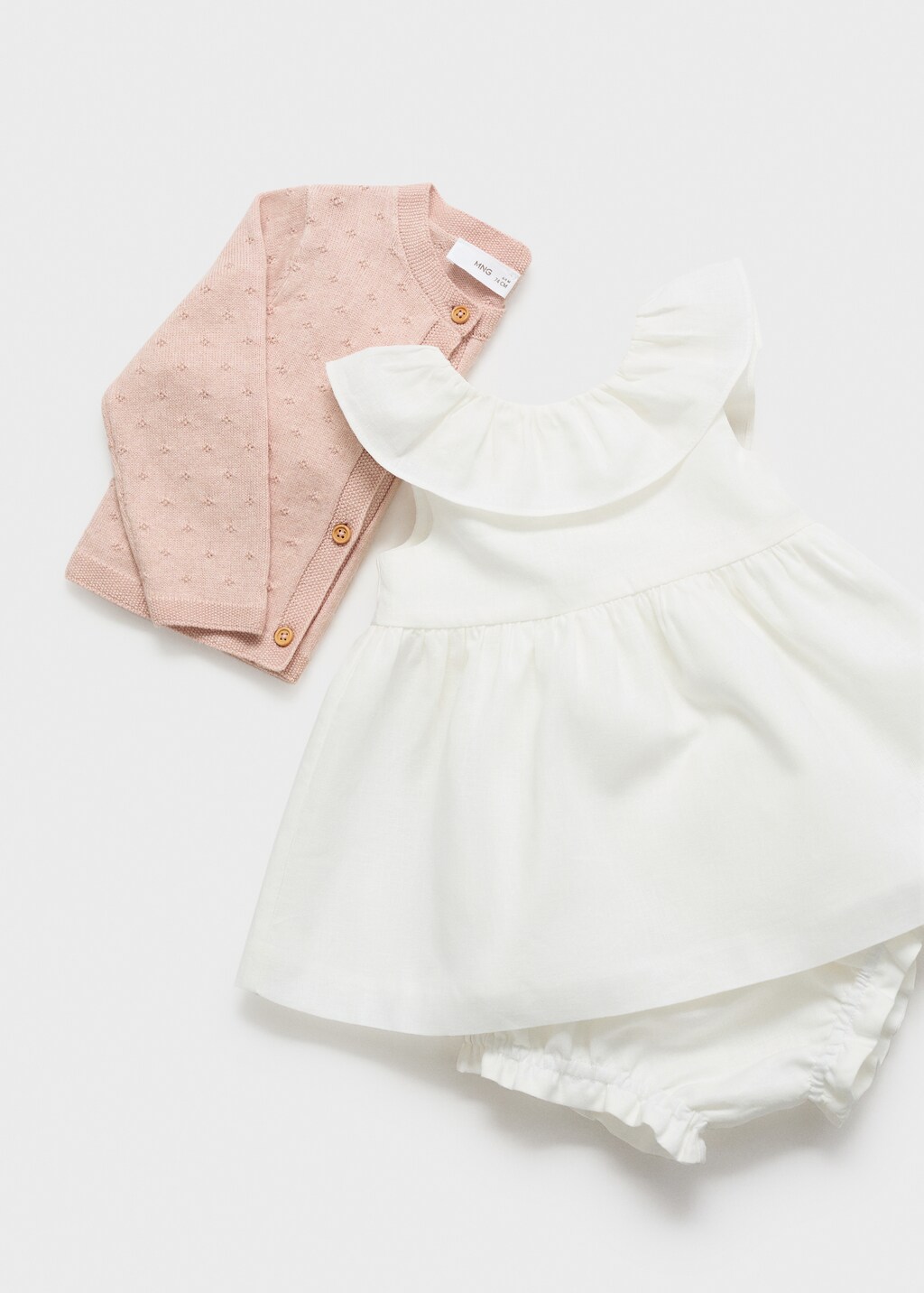 Ruffled cotton frock and dress - Off White