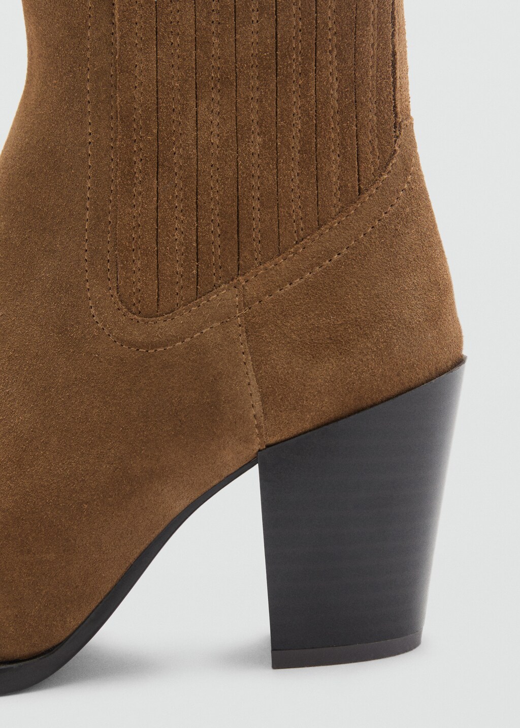 Suede block-heel boots - Tobacco Brown