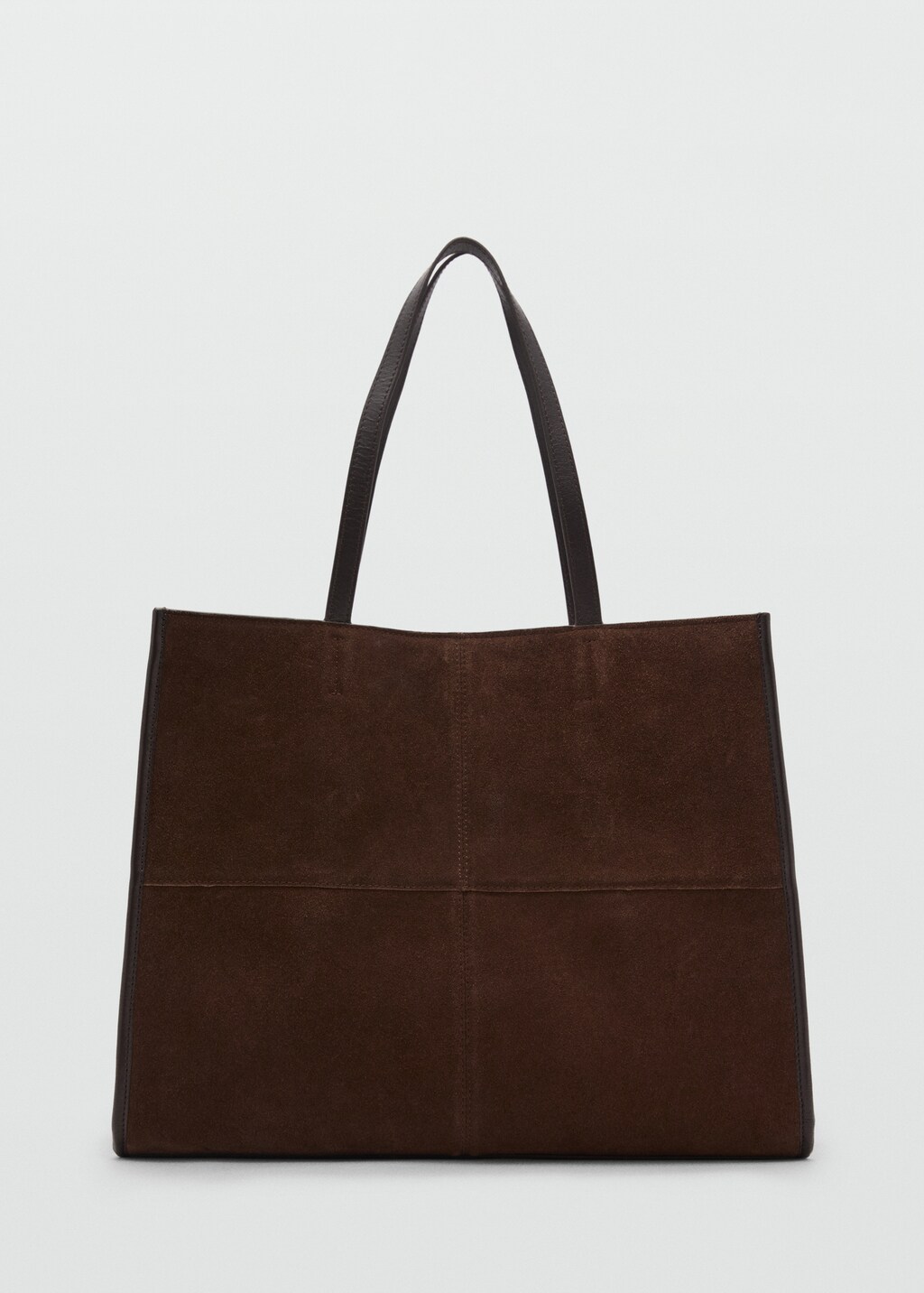 Leather shopper bag with stitching - Burgundy