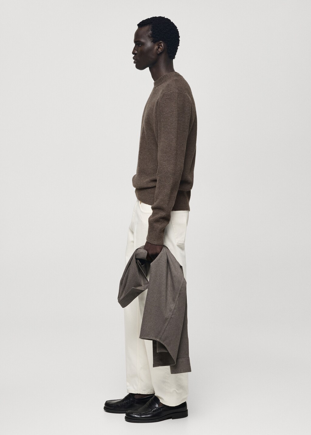 Knitted sweater with check structure - Off White