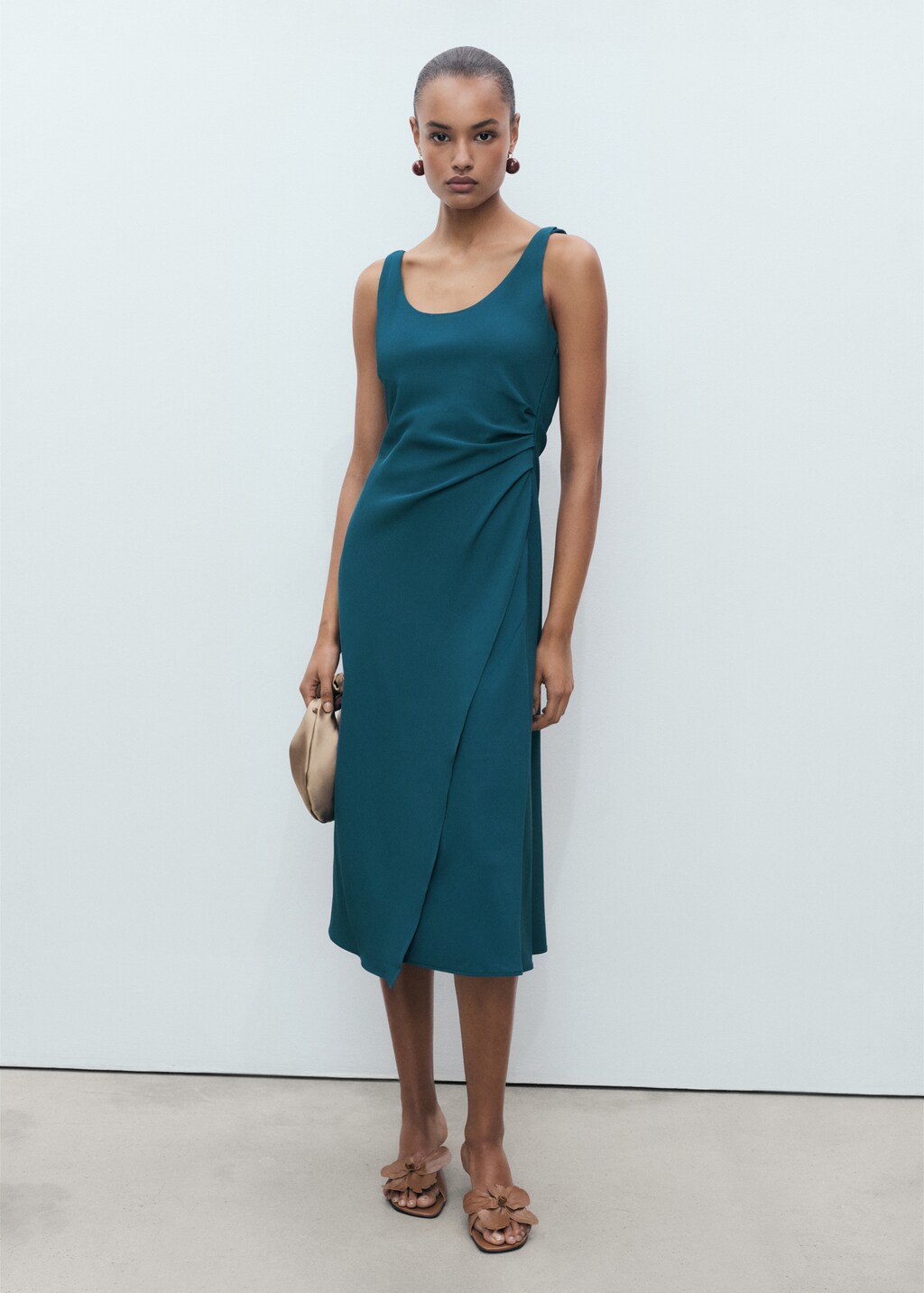 Ruched midi dress - Petrol Blue