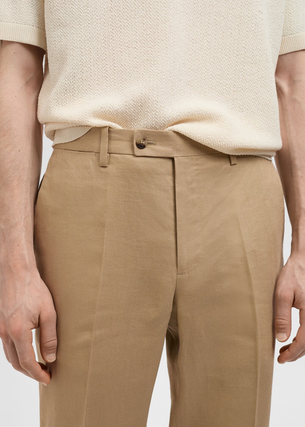 Slim fit 100% linen suit pants - Dark Navy