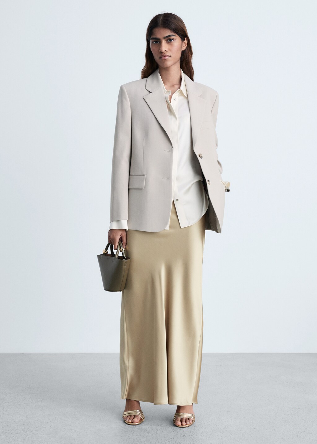 Satin long skirt - Gold