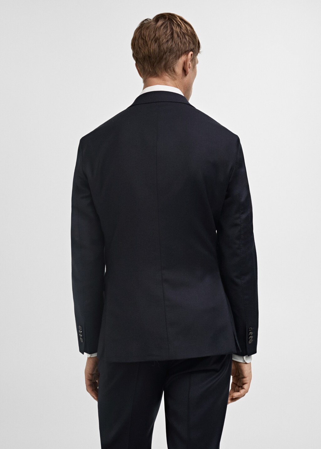 Italian 100% virgin wool flannel suit jacket - Dark Navy