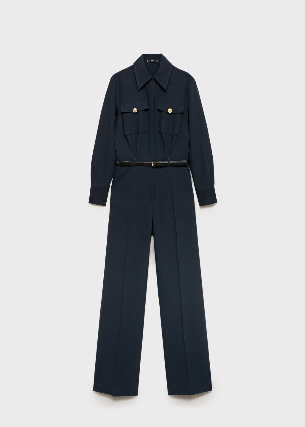 Straight-fit jumpsuit with belt - Dark Navy