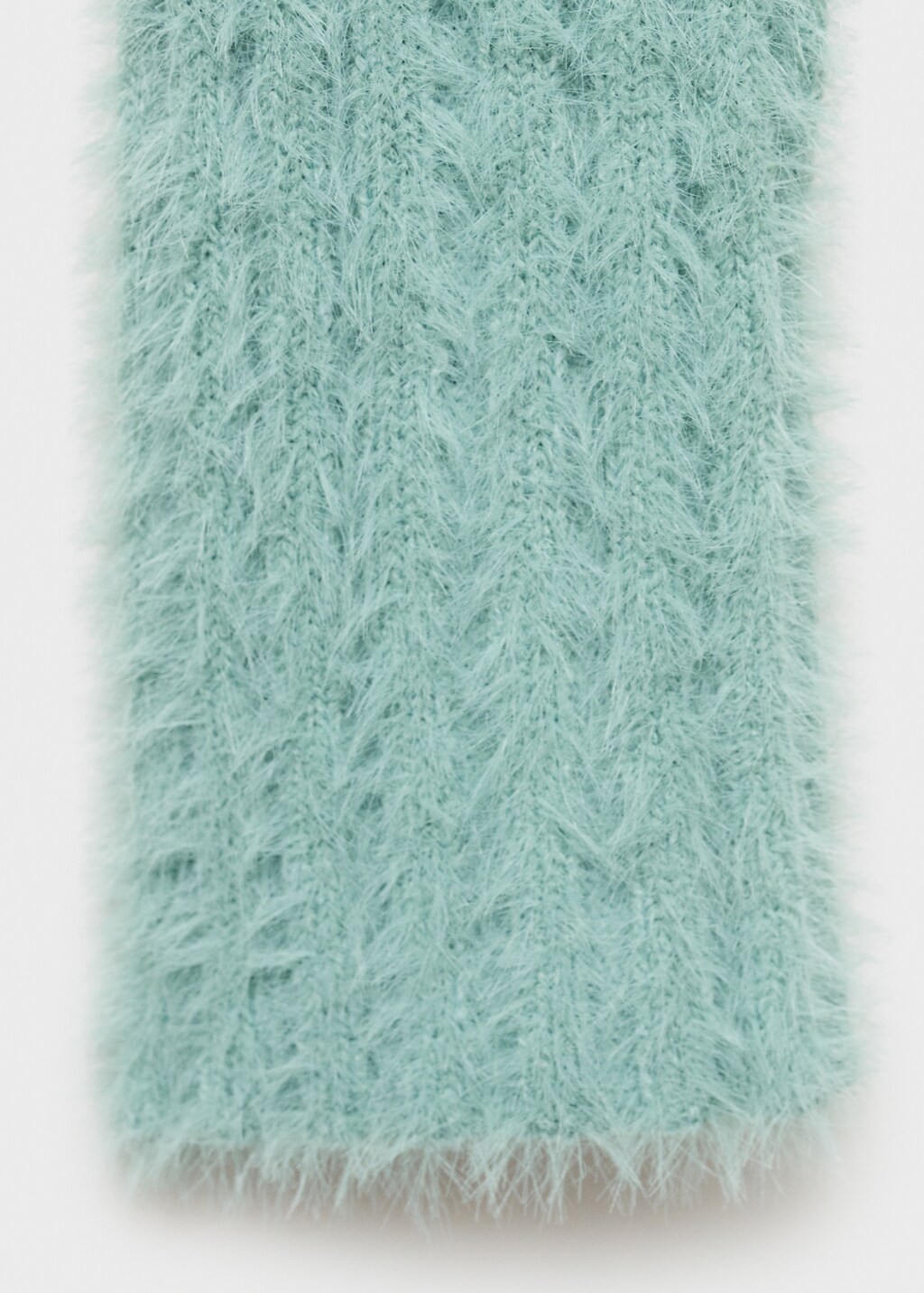 Fur-effect hooded sweater - Turquoise