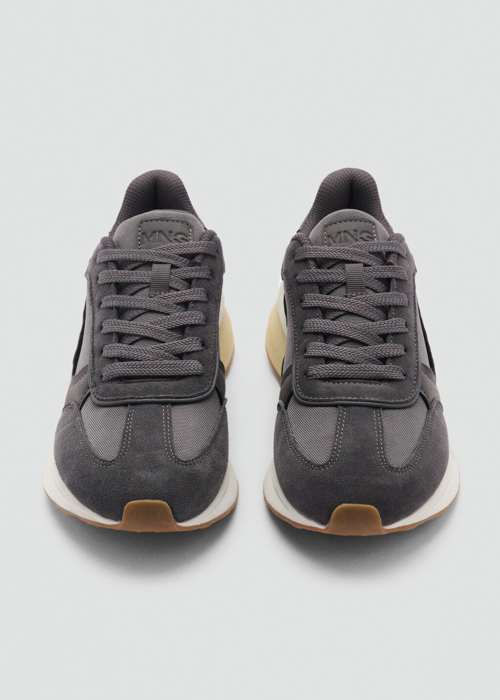 Leather mixed sneakers - Beige