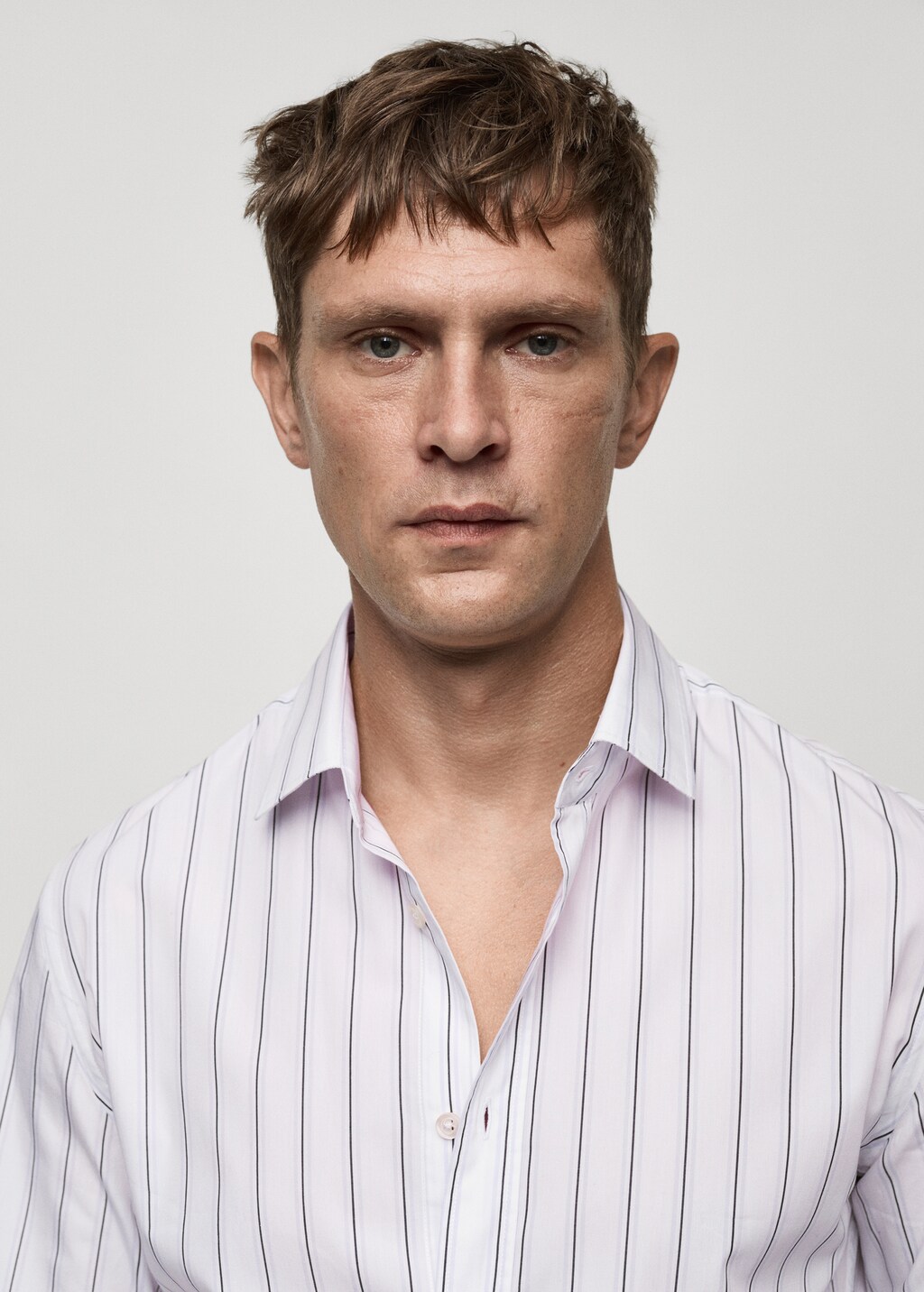 Regular-fit striped cotton shirt - Sky Blue