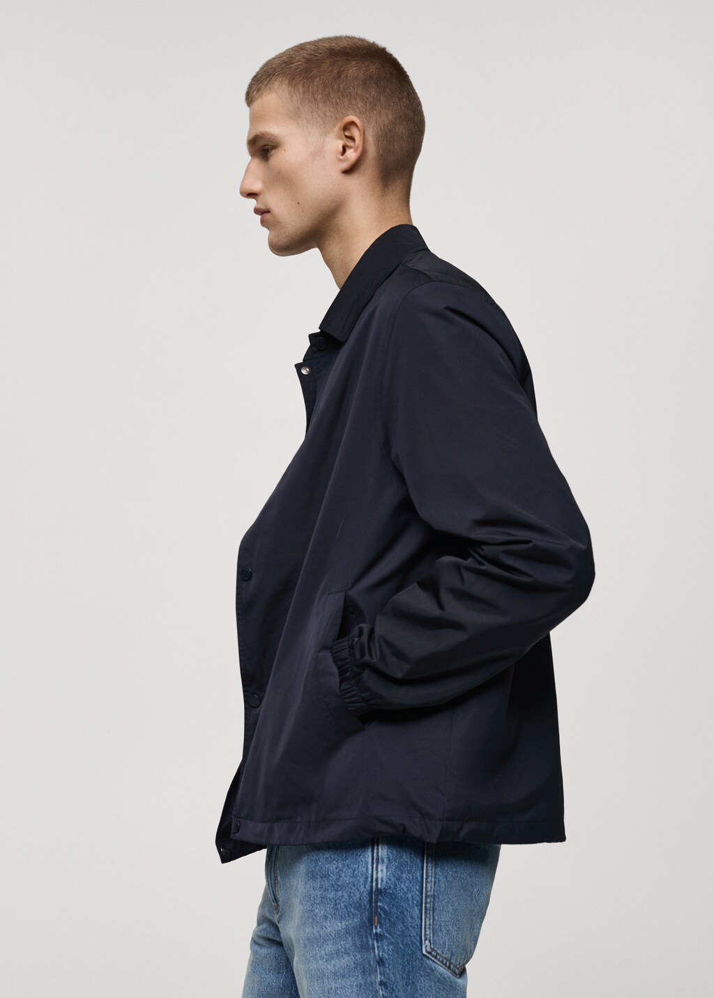 Regular-fit technical fabric jacket - Dark Navy