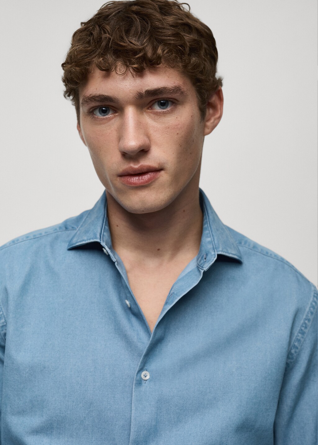 100% cotton chambray shirt - Medium Blue