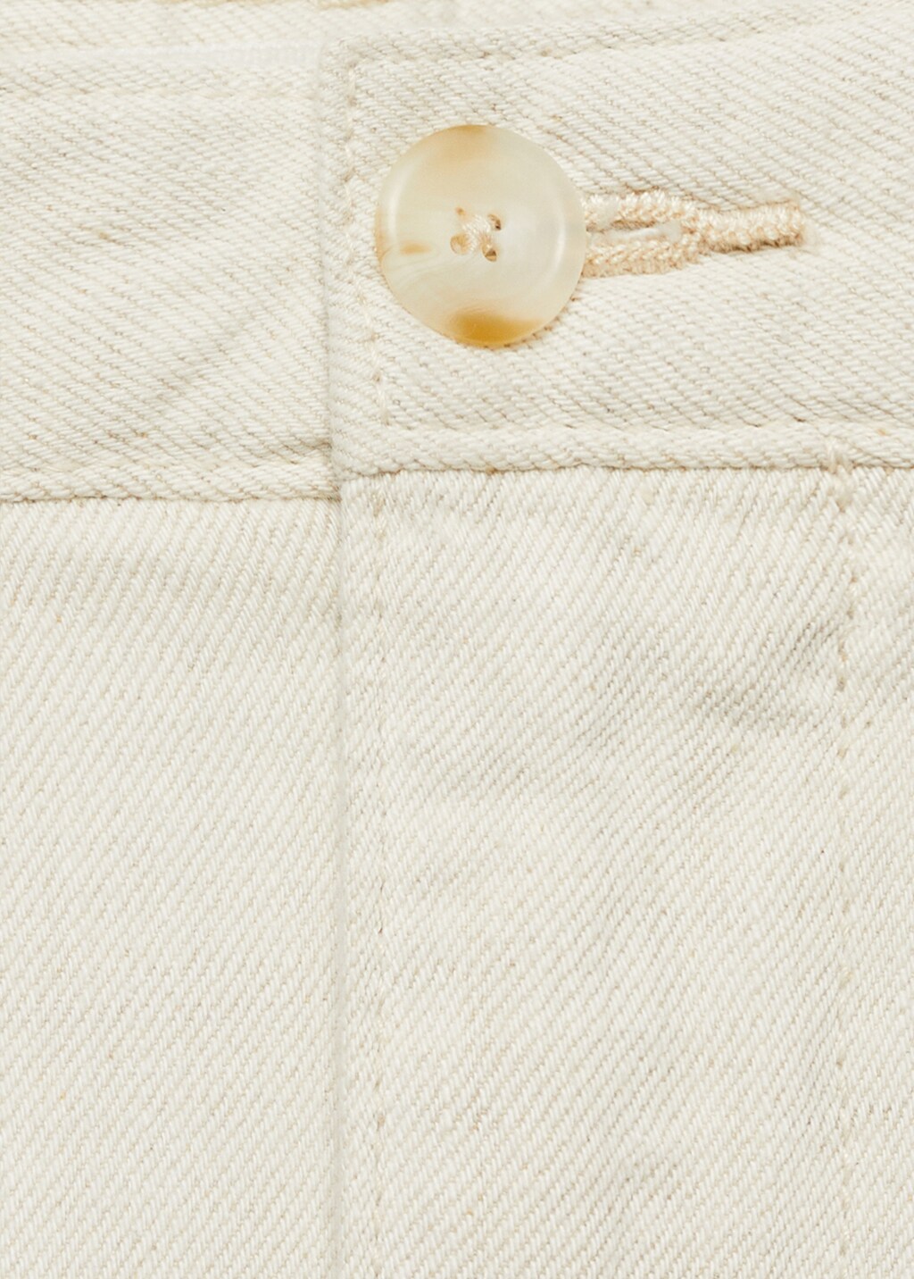 Regular-fit pleated cotton-linen jeans - Ecru