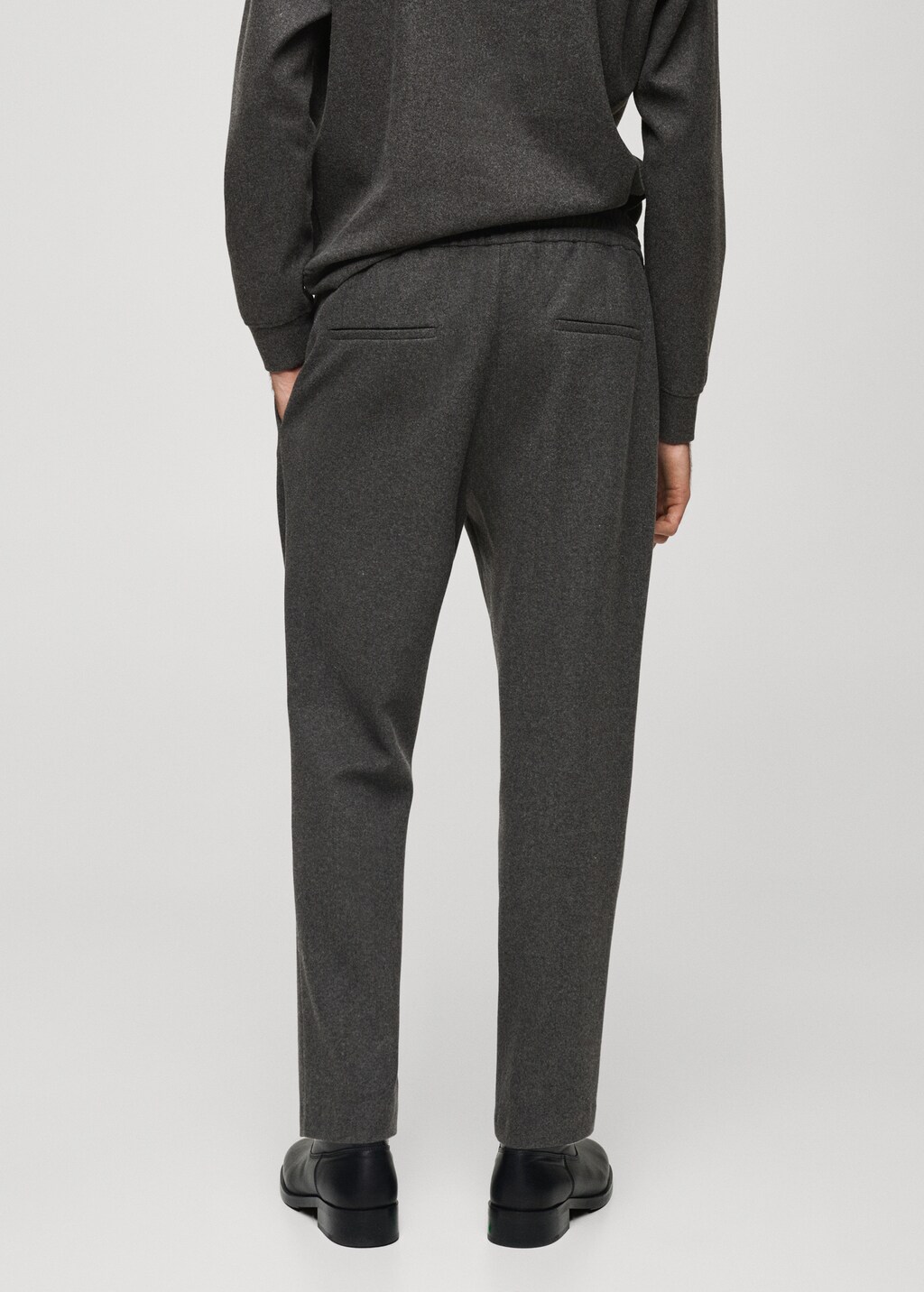 Flannel joggers with drawstring - Charcoal