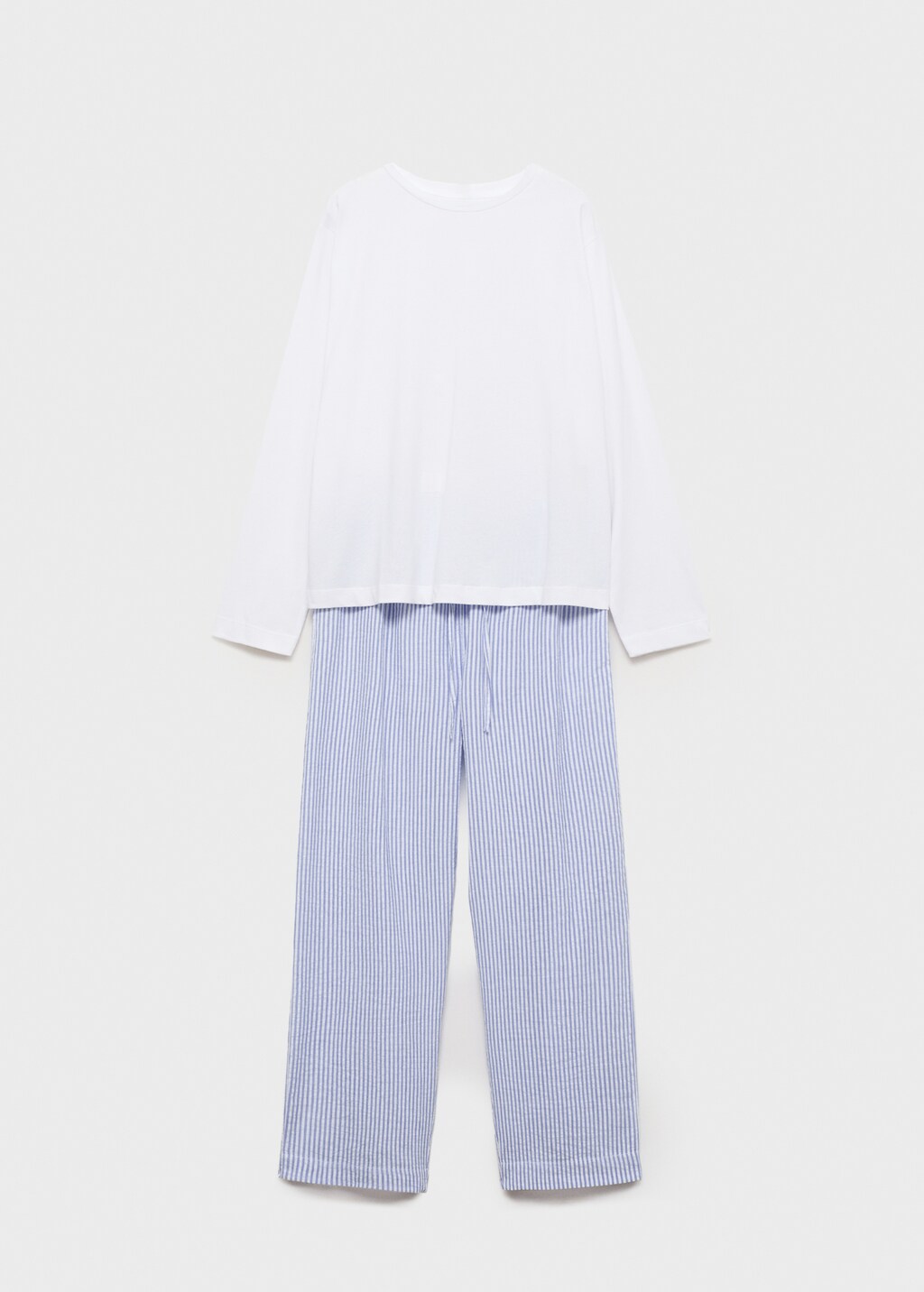 Two-piece cotton stripe-print pyjama - Medium Grey