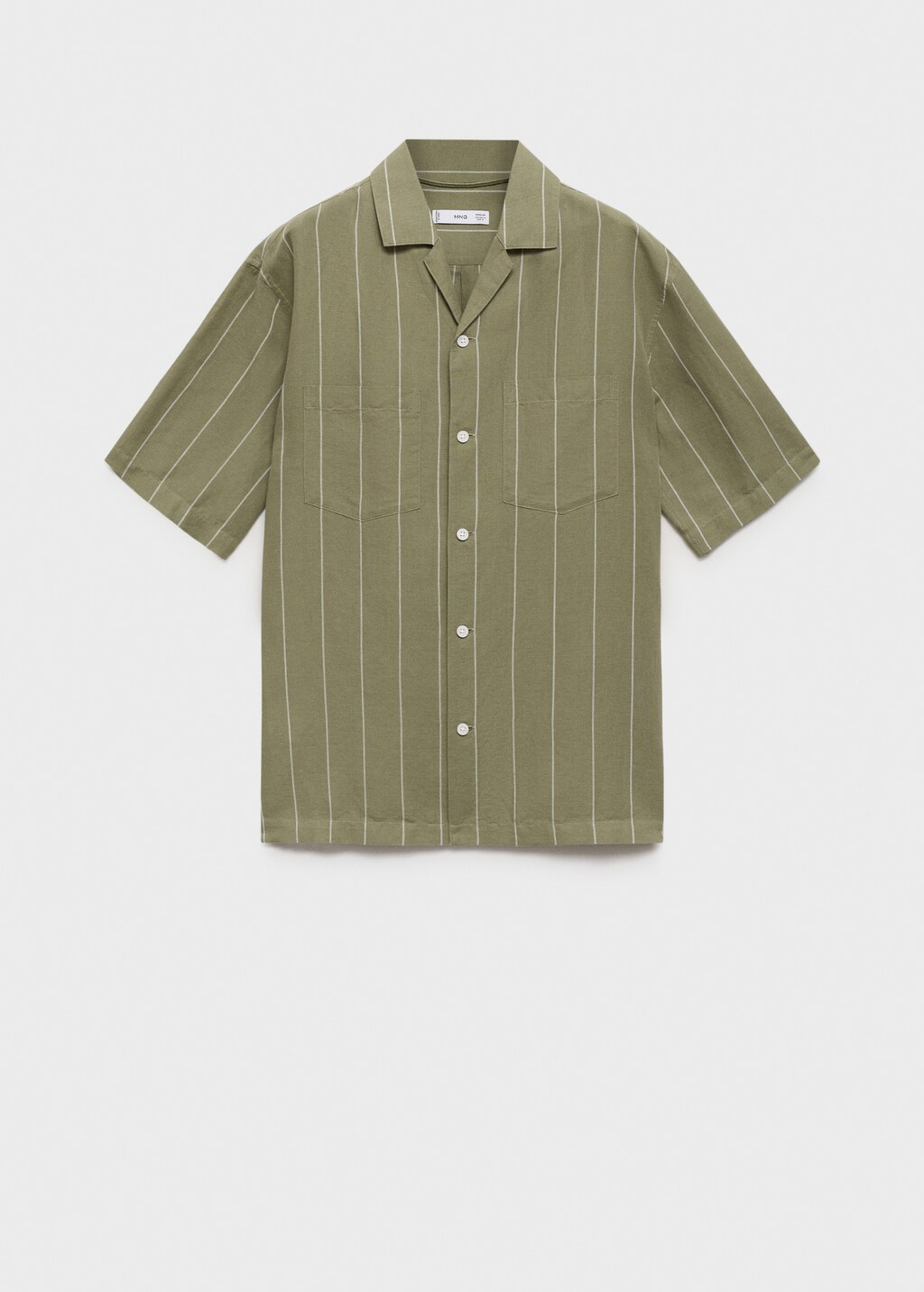 Linen bowling shirt with pinstripes - Green