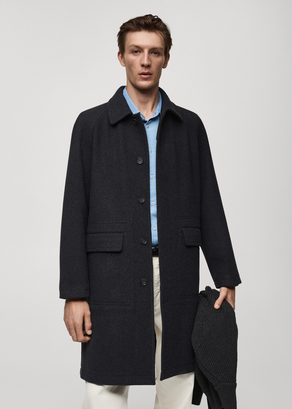 Pocketed wool coat - Charcoal